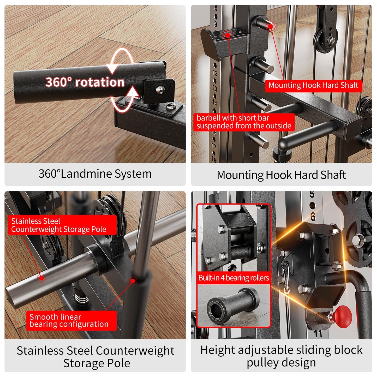 XGSW XINGESIWR Multi-Purpose Squat Rack,Smith Machine Weight Rack Set with Cable Crossover System, Home Gym Power Racks, Power Racks and Packages (L05, Power cage Black+Bench)