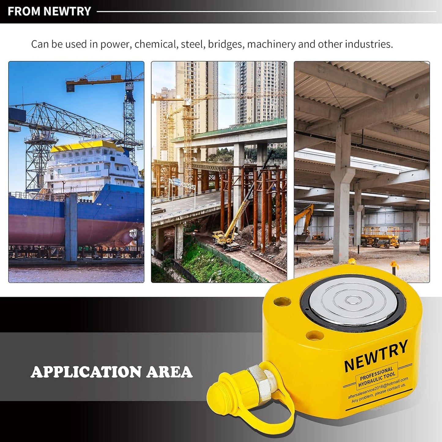 NEWTRY 100 ton Hydraulic Ram Jack + CP-700 Hydraulic Hand Pump Low Profile Porta Power Kit Single Section Mini Jack 0.78’’ Stroke Industrial Hydraulic Cylinder