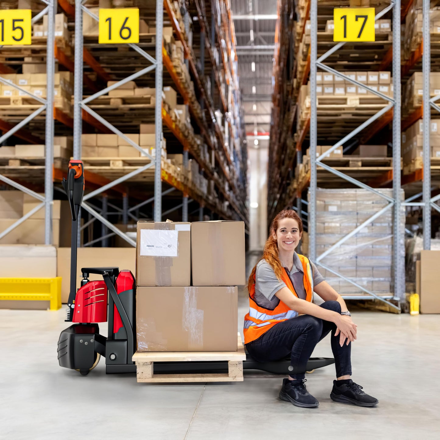 TEXLIFT Full Electric Power Pallet Jack – Standard Duty Pallet Lift Truck 3300 Lbs Capacity, 48” L x 27” W Fork Size, Plug-in 24V/30Ah Lithium Battery – Max Lift Height 8 Inch - (US-EPT33K-DN)