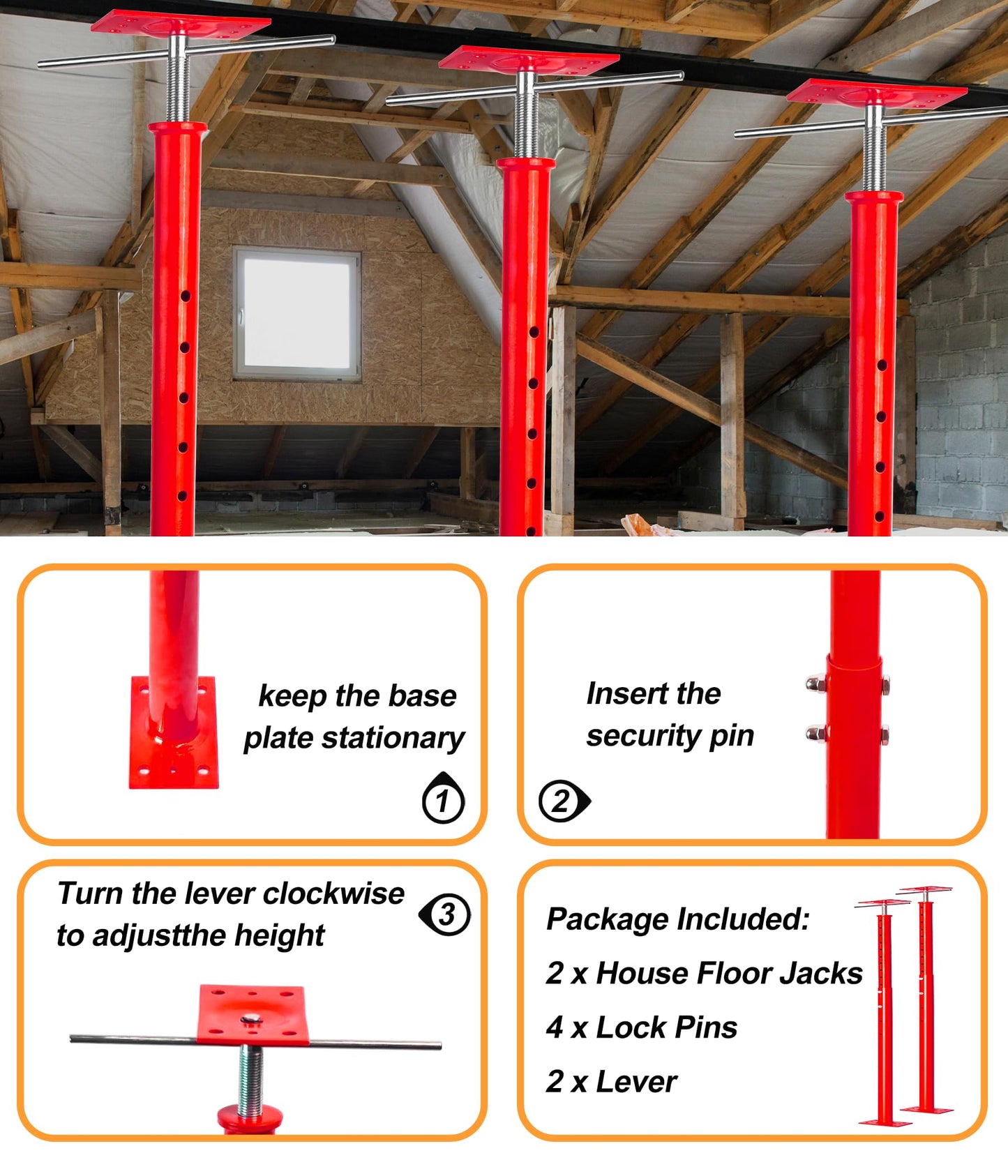 2 Pack Heavy Duty Floor Jack Post 31" to 63" Adjustable Support Pole Jack | 18,000 lbs Load Capacity | Basement Jack for Leveling, Foundation Repair, Crawl Space & Deck Support | Swivel Top Plate