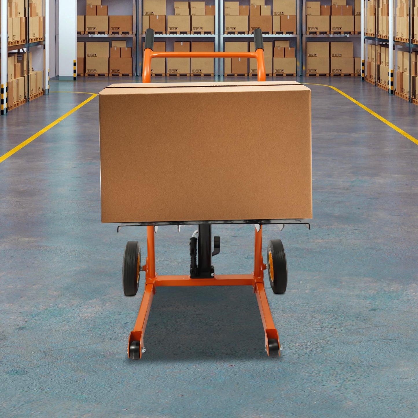 Hydraulic Material Lift Winch Stacker, Pallet Truck Dolly, Adjustable Stacker Fork Lift, 450 Lbs 36" Max Lift with 9" Casters & Straps, Removable Lifting Platform for Warehouse Factory Workshop