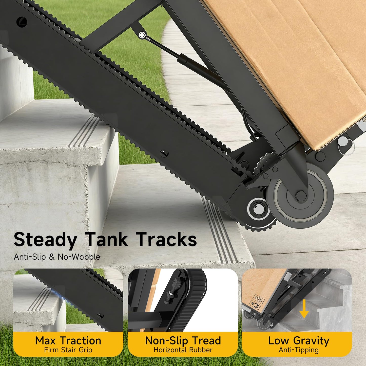 Electric Stair Climbing Dolly Heavy Duty Hand Truck Stair Climber Cart with Safety Strap (Black)