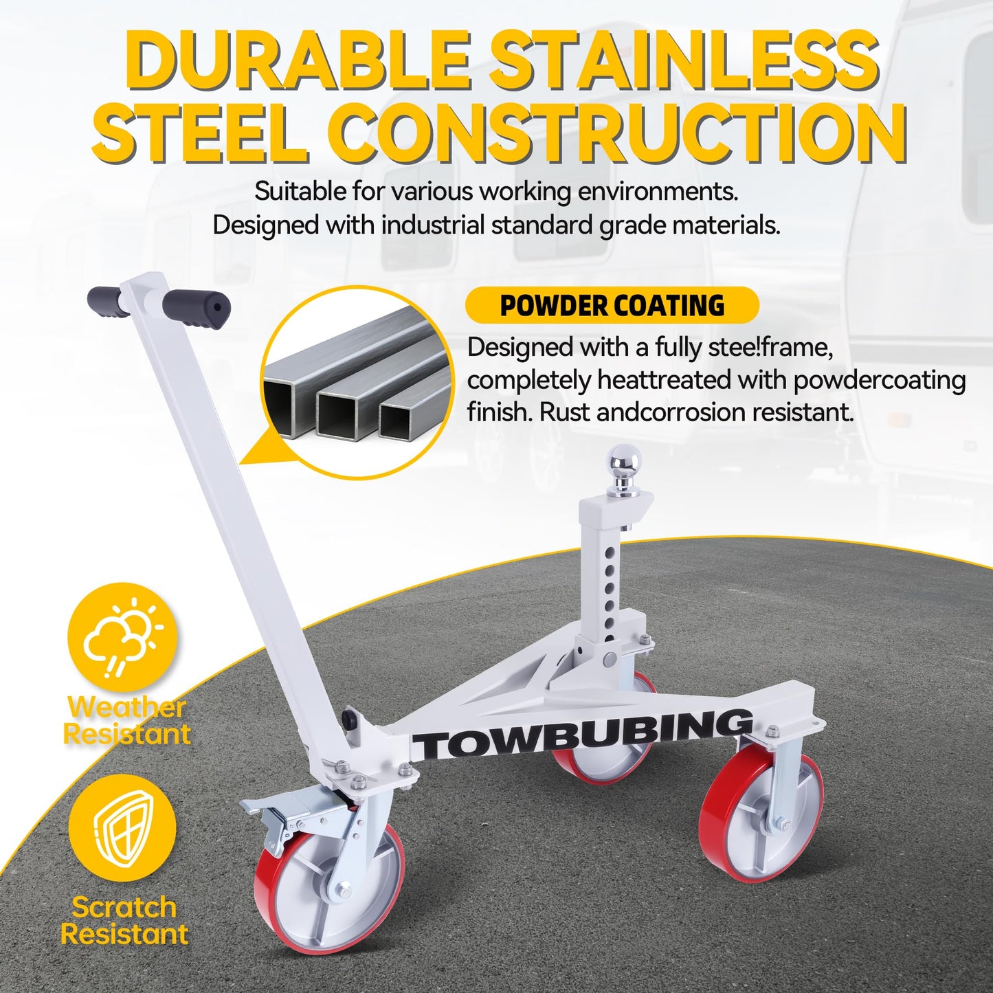 Trailer Mover Dolly 3,500 lb Tongue Weight Capacity for RV Boat Motorcycle Jetski 1-7/8 in Ball