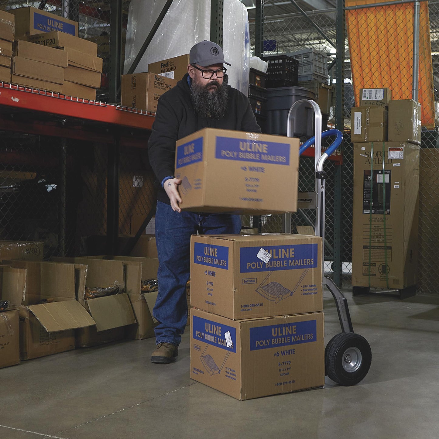Strongway Continuous Handle Aluminum Hand Truck/Stair Skid Moving Dolly - 660-Lb. Capacity, 18in. Wide Toe Plate, 10in. Polyurethane Wheels, 54in. High
