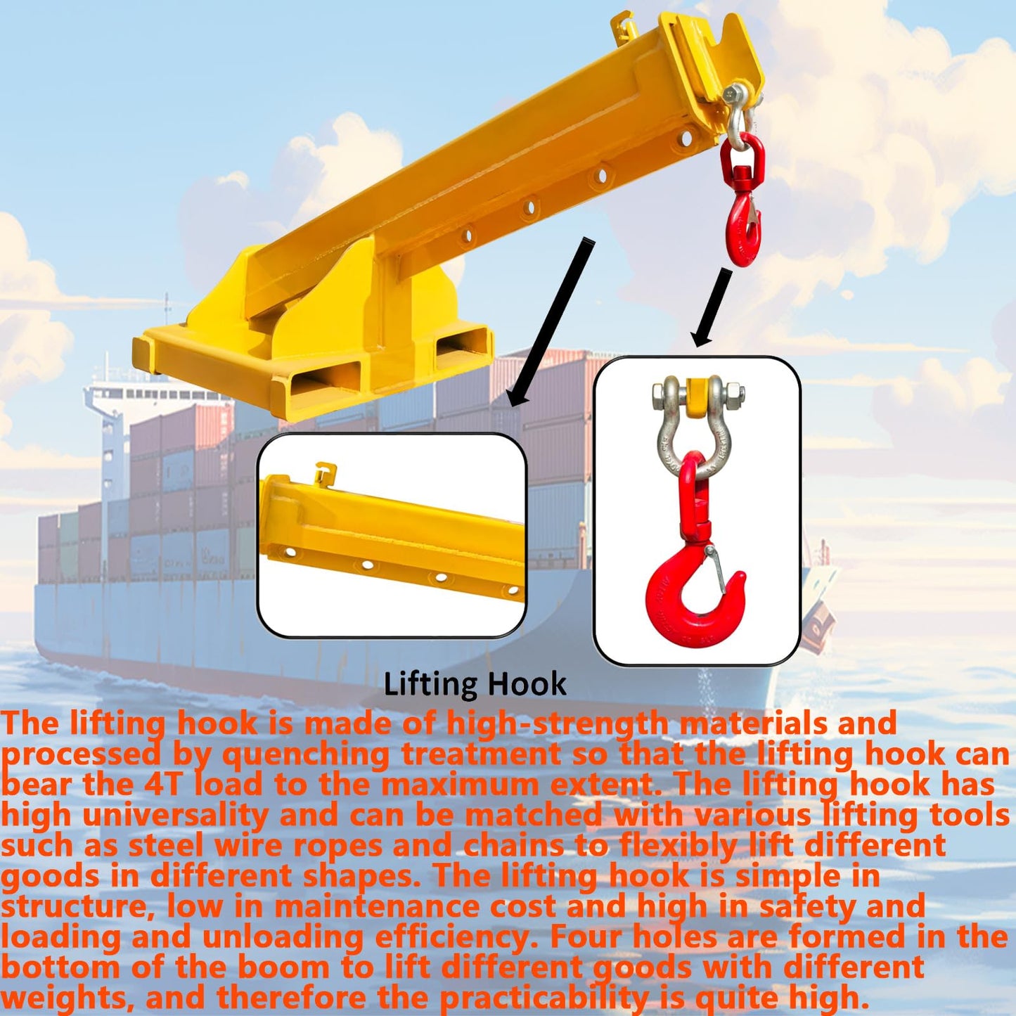 WYDDDARY Adjustable Mobile Crane Lifting Hoist Truss Jib Boom 8818.49LbS Capacity Forklift Telescopic Boom for Forklift Towing Handling(Angle Fixation)