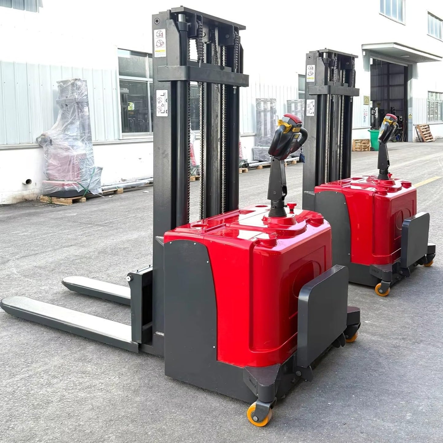 Adjustable Fork Electric Pallet Stacker Enhanced with Material Lift Support for Warehouse, Retail backrooms, and Factory Production Flow Including Fork Lift Capability