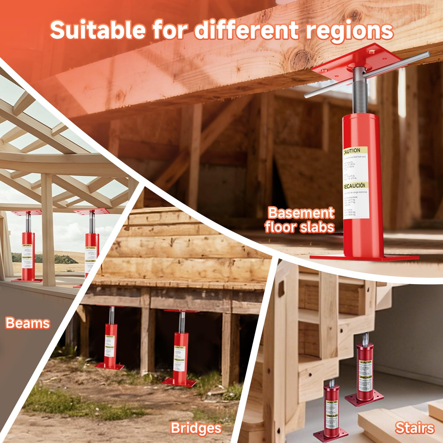 House Floor Jacks,Telescoping Screw Jacks 12"-16" Height Adjustable Basement Floor Jacks Post Pole for Leveling,Foundation Jack for Basement, Floor Joist,Beam,Temporary Support(2 Pack)