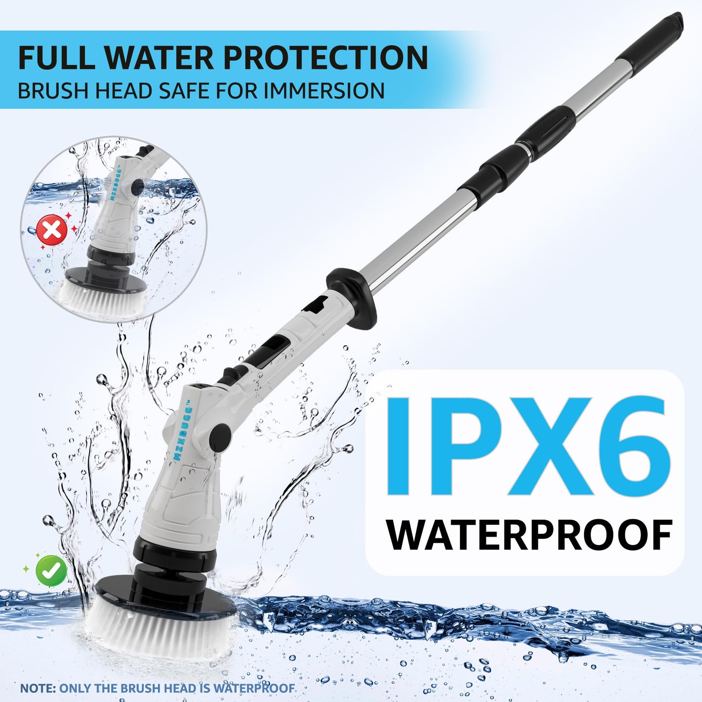 Electric Spin Scrubber, 3-Speed Power Scrubber for Cleaning Bathroom, 6-Angle Adjustable Head Cordless Scrubber with 8 Brush Heads & Long Handle, LCD Display Shower Scrubber for Grout Tile Floor Tub