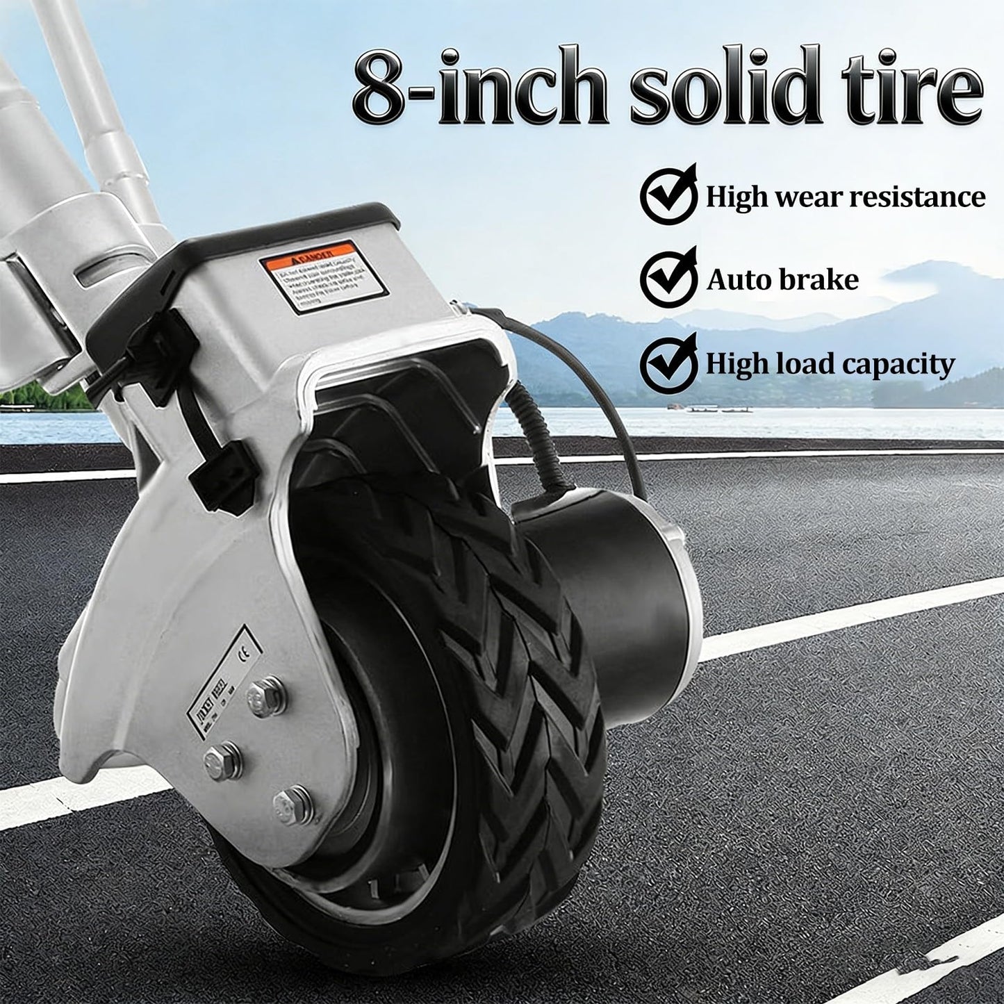WNGJZZYC Electric Jockey Wheel, 5000 lbs Towing Capacity, 12V/350W Trailer Dolly Electric, Powered Forward and Reverse, 8 in Rubber Tire, for Moving Caravan Boat