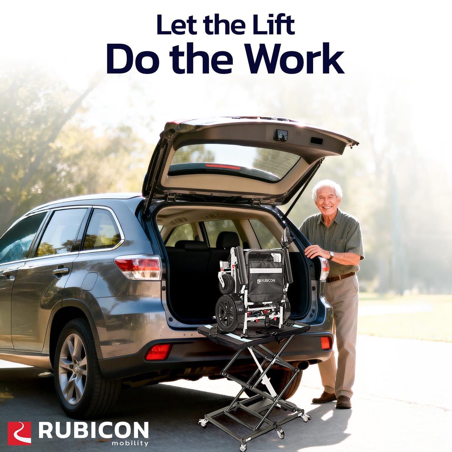 Rubicon DL01 Portable Electric Lift for Wheelchairs & Scooters – 5000 N Motor, 24 V Power, 35 lbs Lightweight Frame, 110 lbs Capacity, 35 in Lift Height, Foldable & Travel-Ready Design