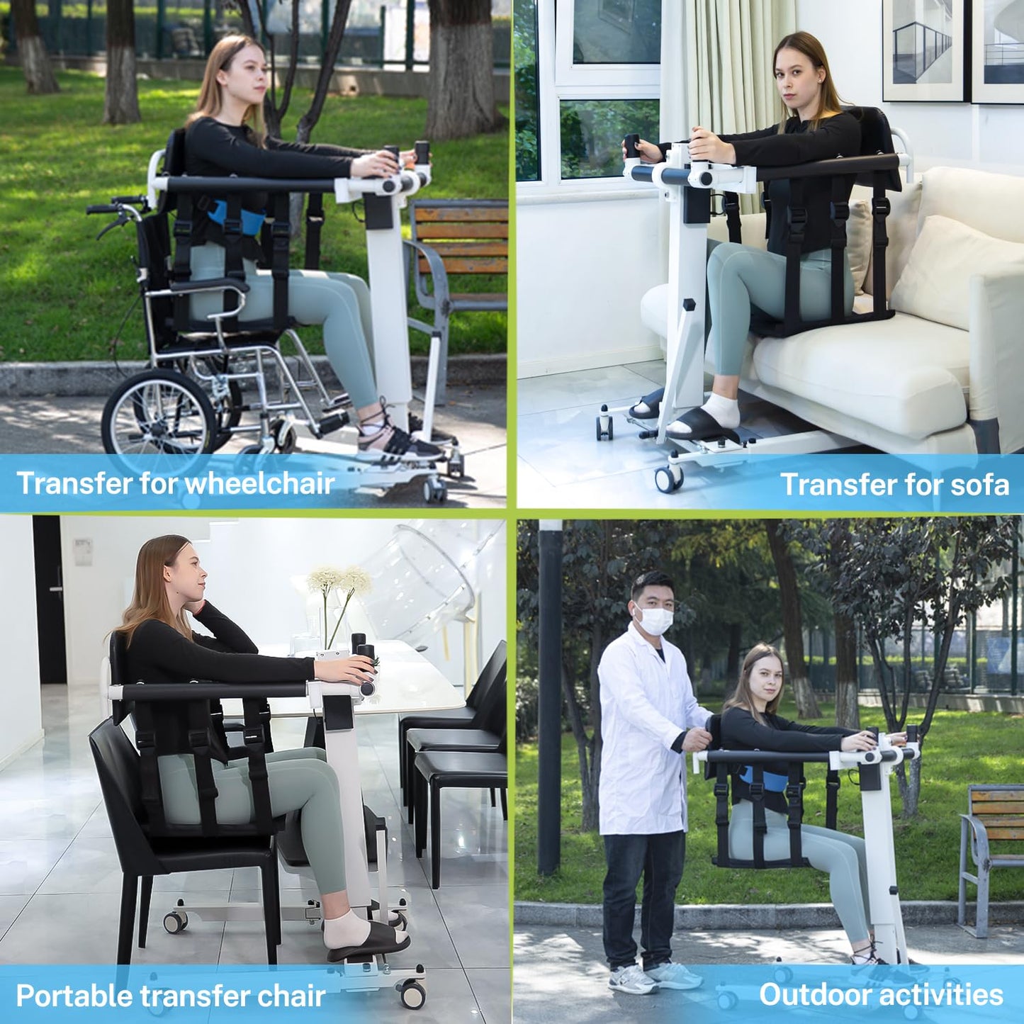 AUVKMUY Electric Patient Lift Transfer Chair - Folding Portable Handicap Lift for Home/Car/Bathroom,260LBS Capacity Upgrade Electric Transfer Lift for Seniors