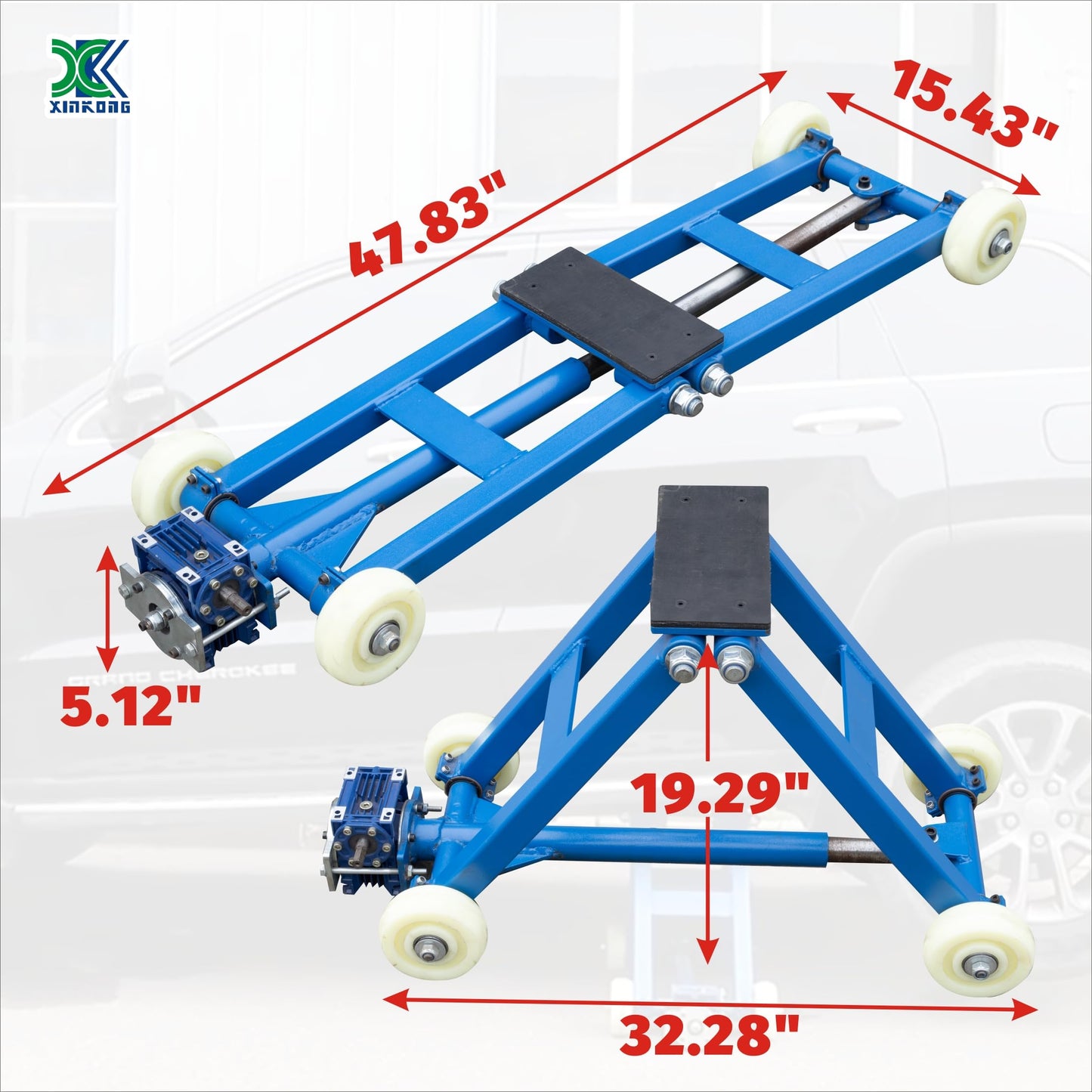 XK Portable Single-Side Car Lift – 5,511 lbs Capacity, Mechanical Vehicle Lift with Serrated Safety Lock, Max Height 19.29”, Portable Design with Wheels for Home Garage & Auto Repair