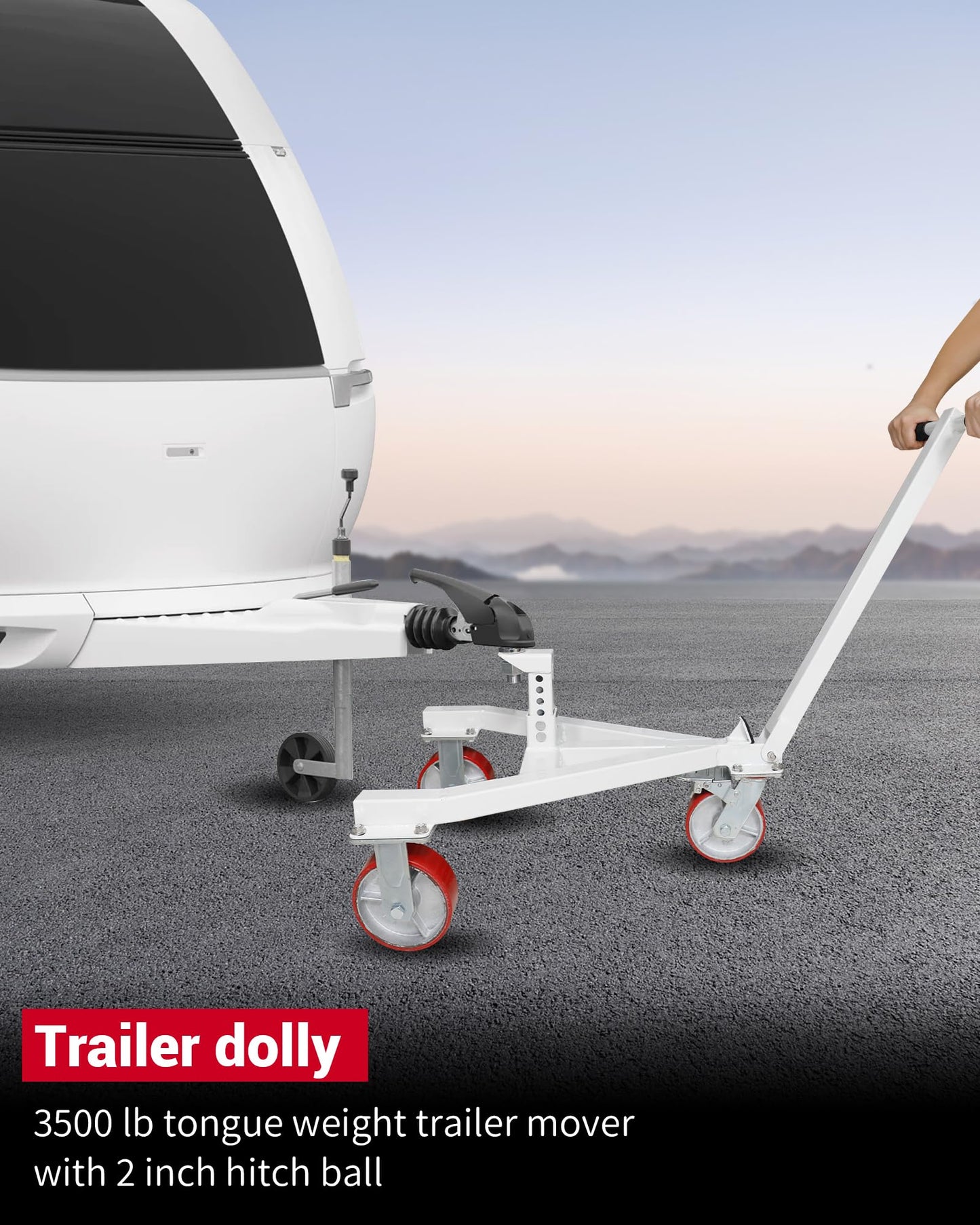 Krysolad Trailer Dolly, 3500 lb Tongue Weight Trailer Mover with 2 inch Ball, Angle Adjustable, Suitable for RV Boat Motorcycle Jet Ski