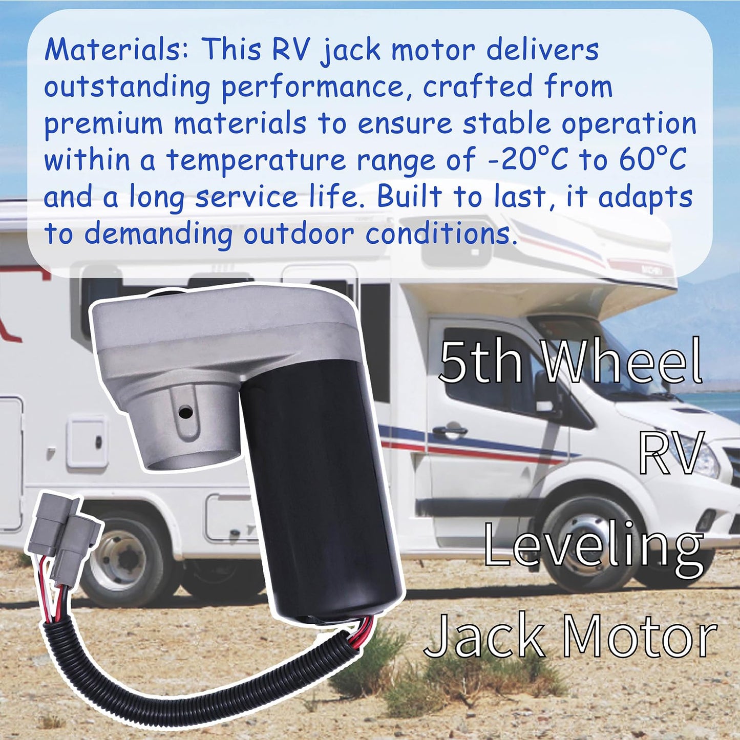 REAXOAL 343758 5th Wheel RV Leveling Jack Motor Fit for Lippert Hall Effect Ground Control 3.0 Leveling Systems with Wiring Harness