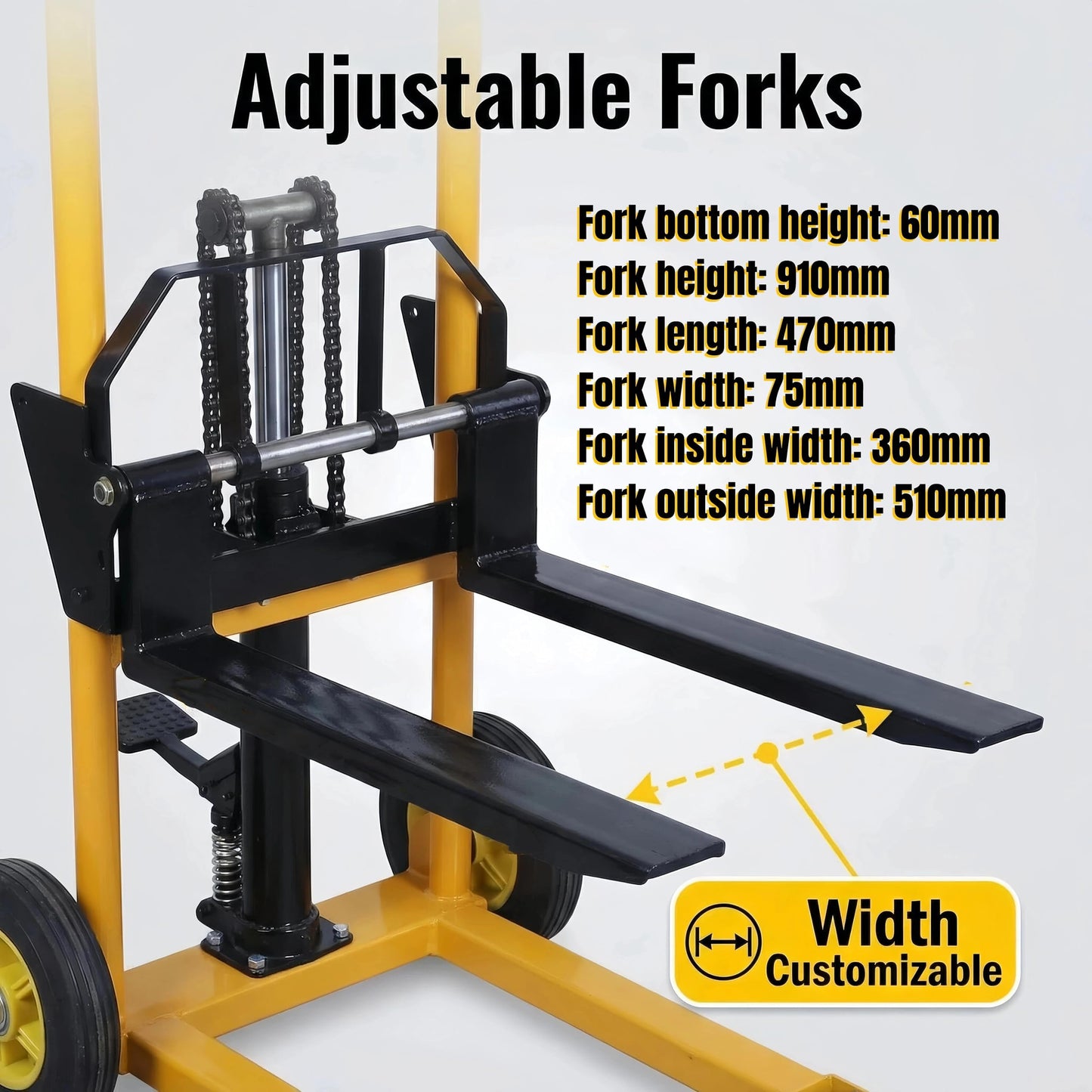 Manual Lift Handling Platform Walkie Stacker Truck - 0.9m Lift Height Light Duty Hand Forklift - Portable Straddle Pallet Jack & Material for Warehouse, Office and Shop Capacity 200kg