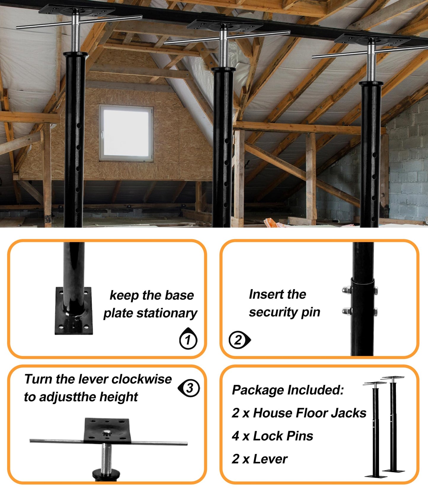 2 Pack Heavy Duty Floor Jack Post 31" to 63" Adjustable Support Pole Jack | 18,000 lbs Load Capacity | Basement Jack for Leveling, Foundation Repair, Crawl Space & Deck Support | Swivel Top Plate
