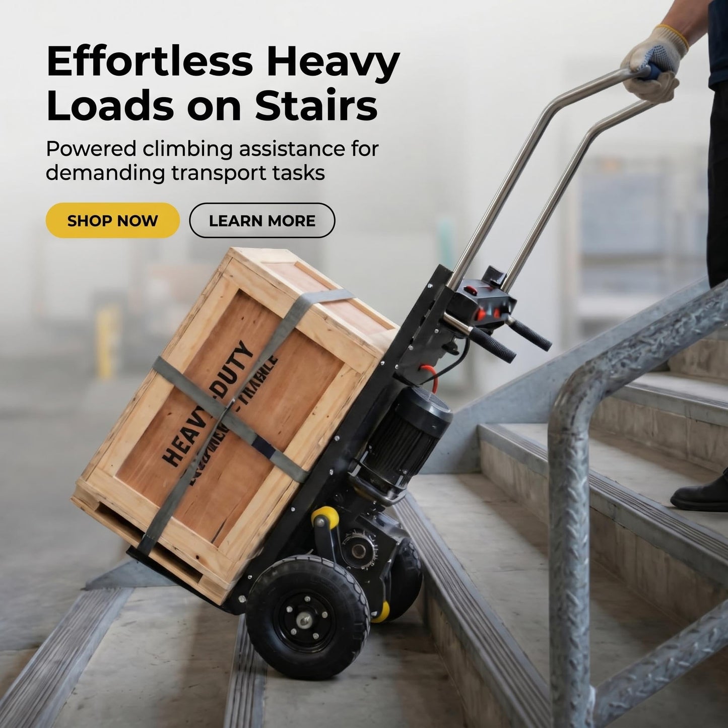 Motorized Stair Climbing Dolly, 2500W Electric Hand Truck 1600 lbs Capacity, Foldable Heavy Duty Cart with Anti-Slip Solid Wheels & Brake System for Stairs, Logistics & Home Moving (Black)