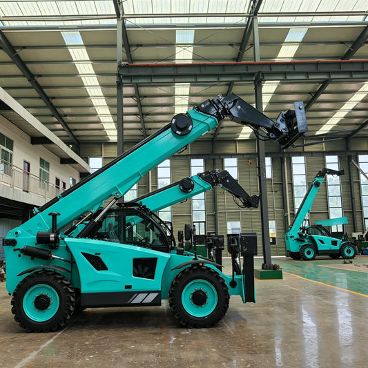 Heavy Duty Telehandler Forklift for Warehouse and Agricultural Material Handling, Telescopic Reach Lifting Equipment with Enclosed Cab for Outdoor Operations