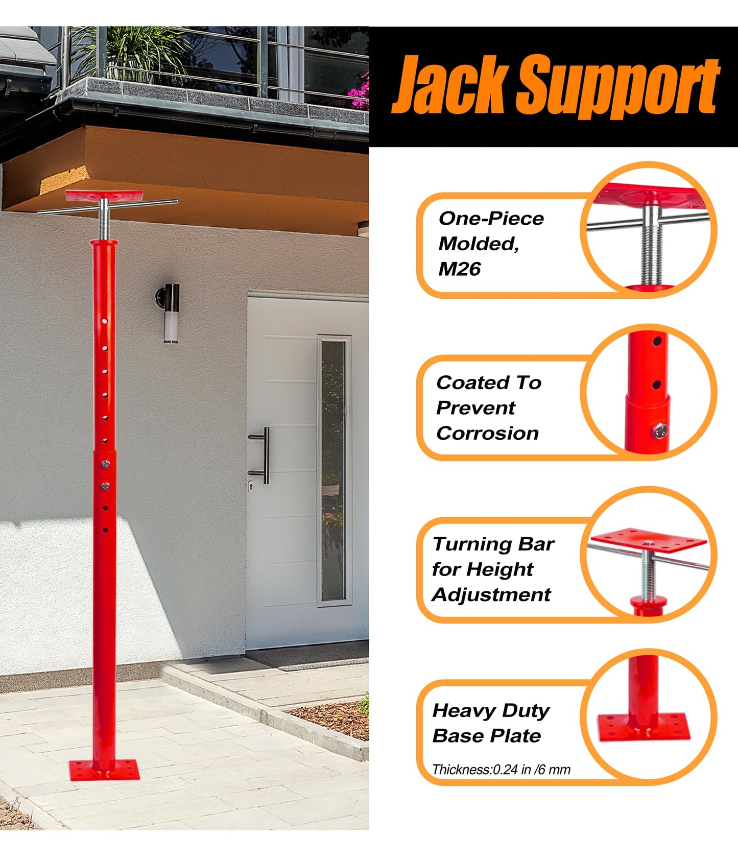 2 Pack Heavy Duty Floor Jack Post 31" to 63" Adjustable Support Pole Jack | 18,000 lbs Load Capacity | Basement Jack for Leveling, Foundation Repair, Crawl Space & Deck Support | Swivel Top Plate