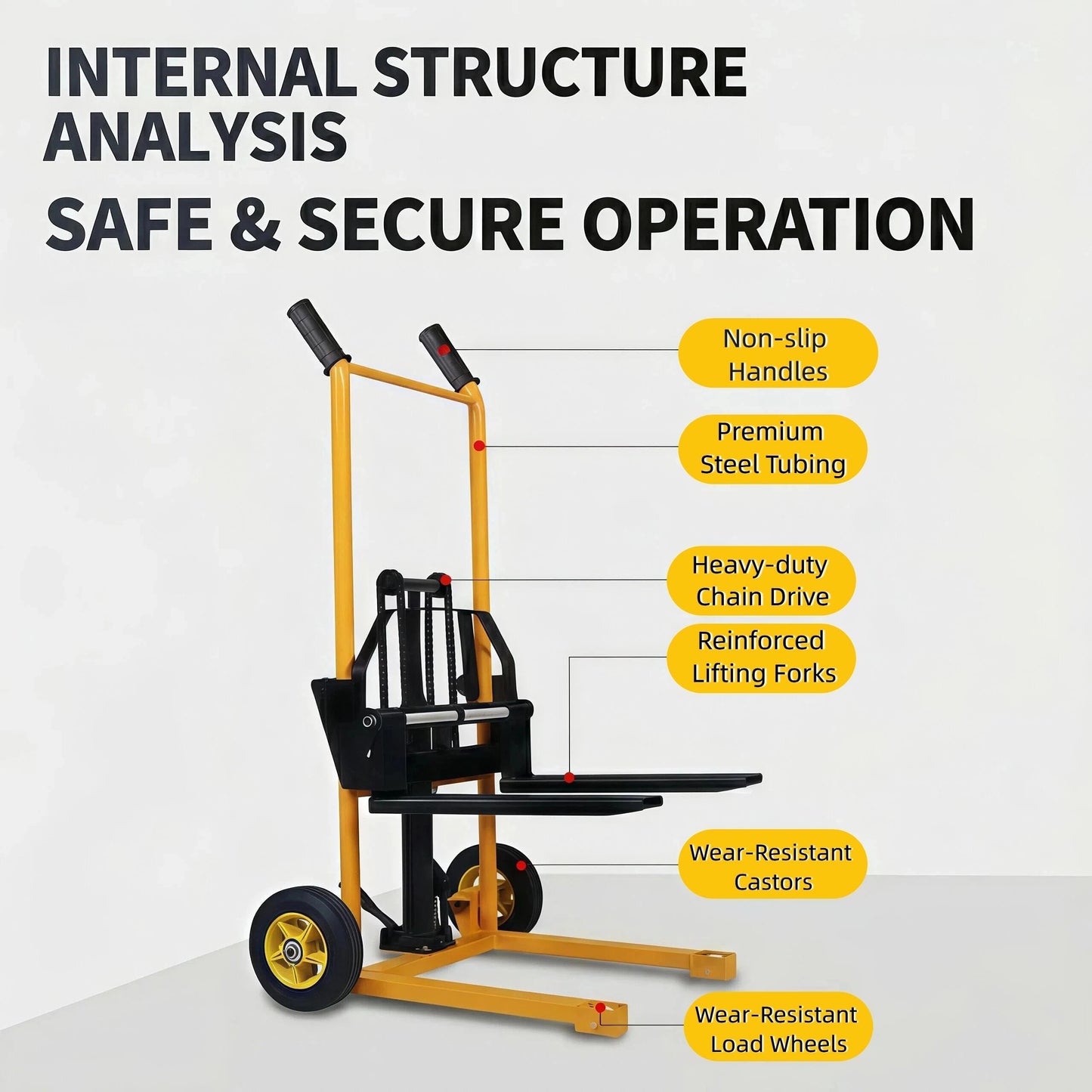 Manual Lift Handling Platform Walkie Stacker Truck - 0.9m Lift Height Light Duty Hand Forklift - Portable Straddle Pallet Jack & Material for Warehouse, Office and Shop Capacity 200kg