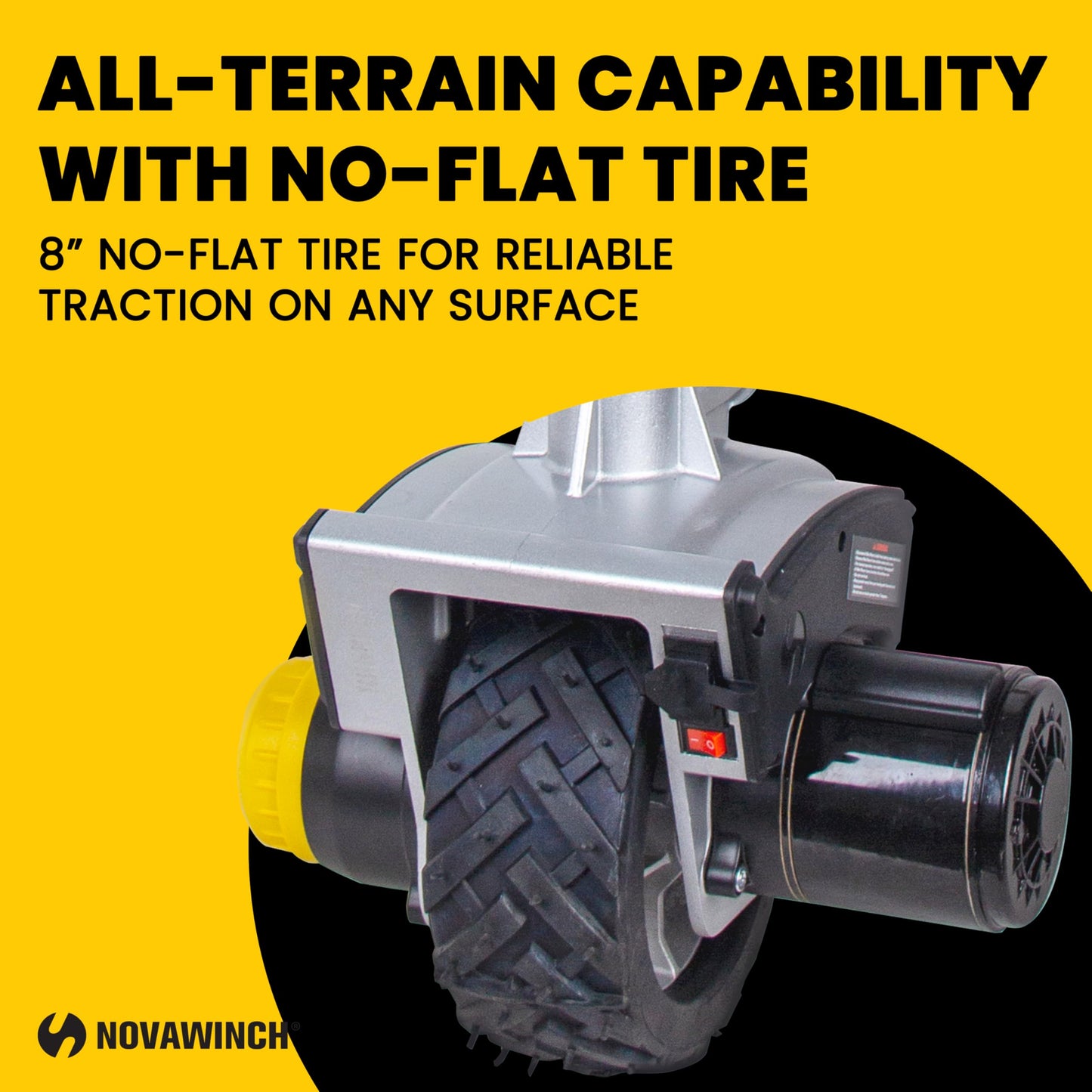 Novawinch Mini Mover 3-12V Electric Trailer Dolly - Motorized Jockey Wheel for Trailers up to 6000 lbs - Powered Forward and Reverse Steering Control - 8 Inch No Flat Tire - Clamp or Bolt Mount