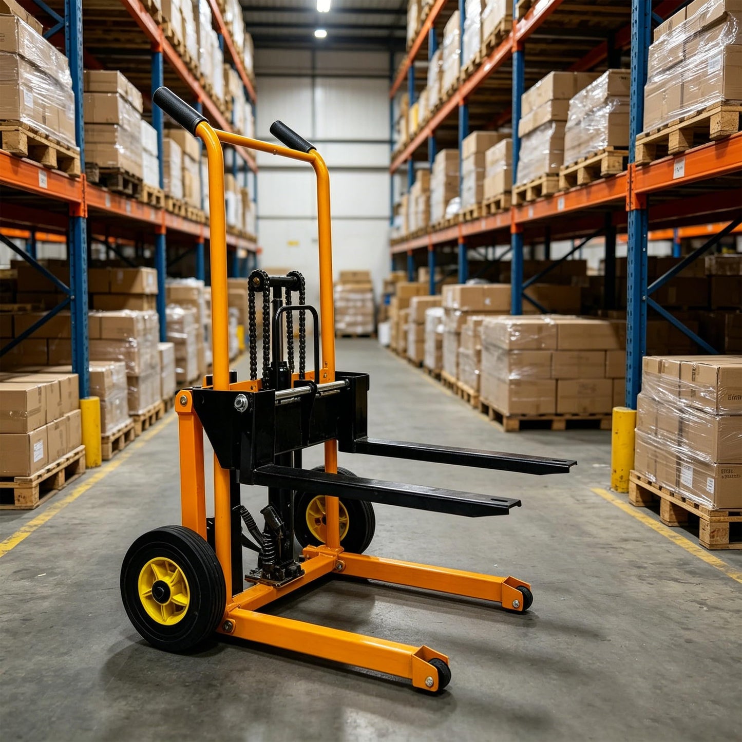 Foldable Material Lifting Winch Stacker, Hand Pallet Truck 200kg Load Capacity 900mm Lifting Height | Nylon Rollers for Warehouse & Workshop(2pcs)
