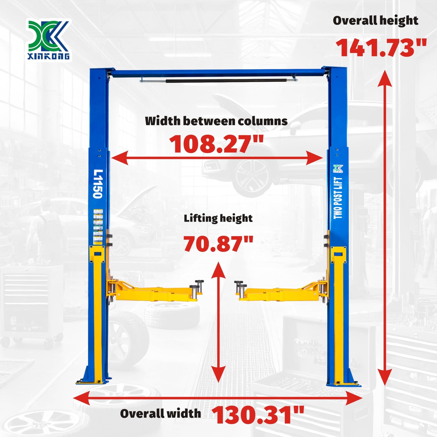 XK-L1150 Auto Lift Car Lift 220V Capacity 11500 Lbs 2+3 Enhanced Auxiliary Arm Overhead Truck Hoist with 36 Months Parts Replacement
