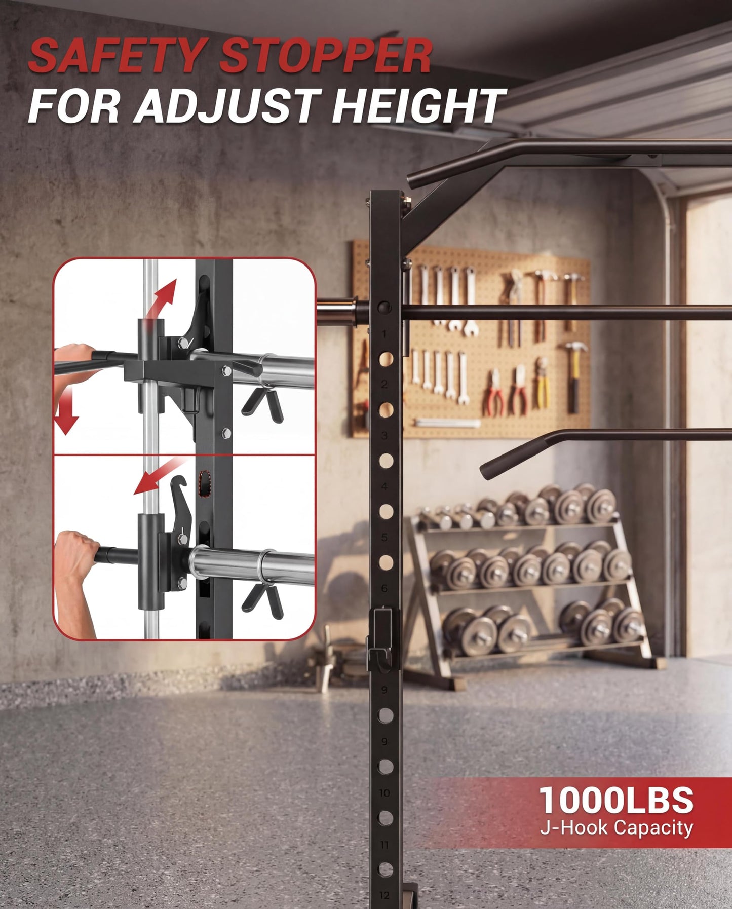 All in One Smith Machine Home Gym, Compact Functional Trainer with Cables & Bench, 1000LBS Capacity Smith Machine for Home, Adjustable Power Rack, Full-Body Strength Training Equipment, LAT Pulldown
