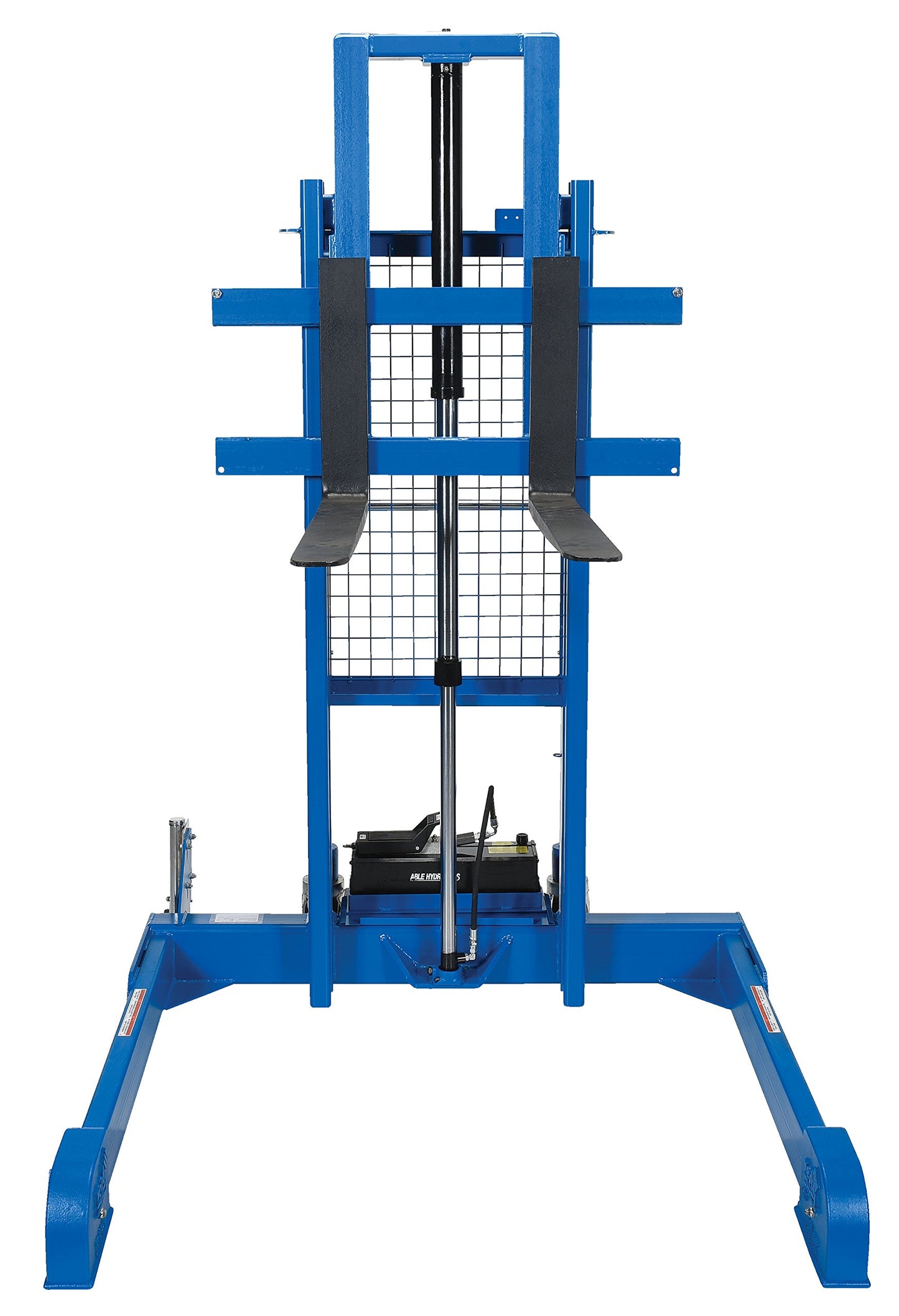Vestil PMPS-50-AIR Steel Pallet Master/Server Stacker Reciprocating Air/Oil Powered 50 In. Raised Height 4,000 Lb. Capacity Blue
