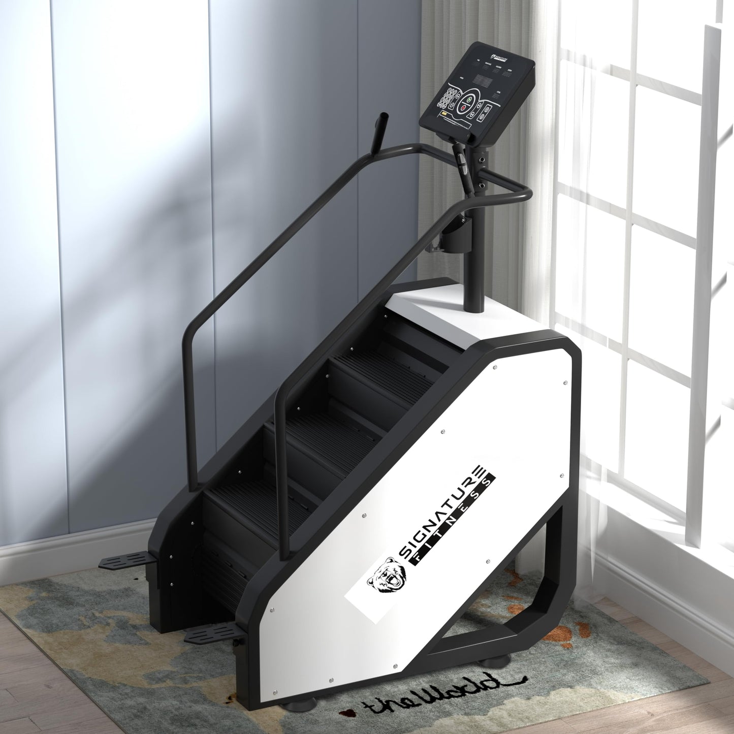 Signature Fitness Home Gym Equipment Continuous Climber Stair Stepper with Electronic Display, Water Bottle Holder, and Reading Rack, White