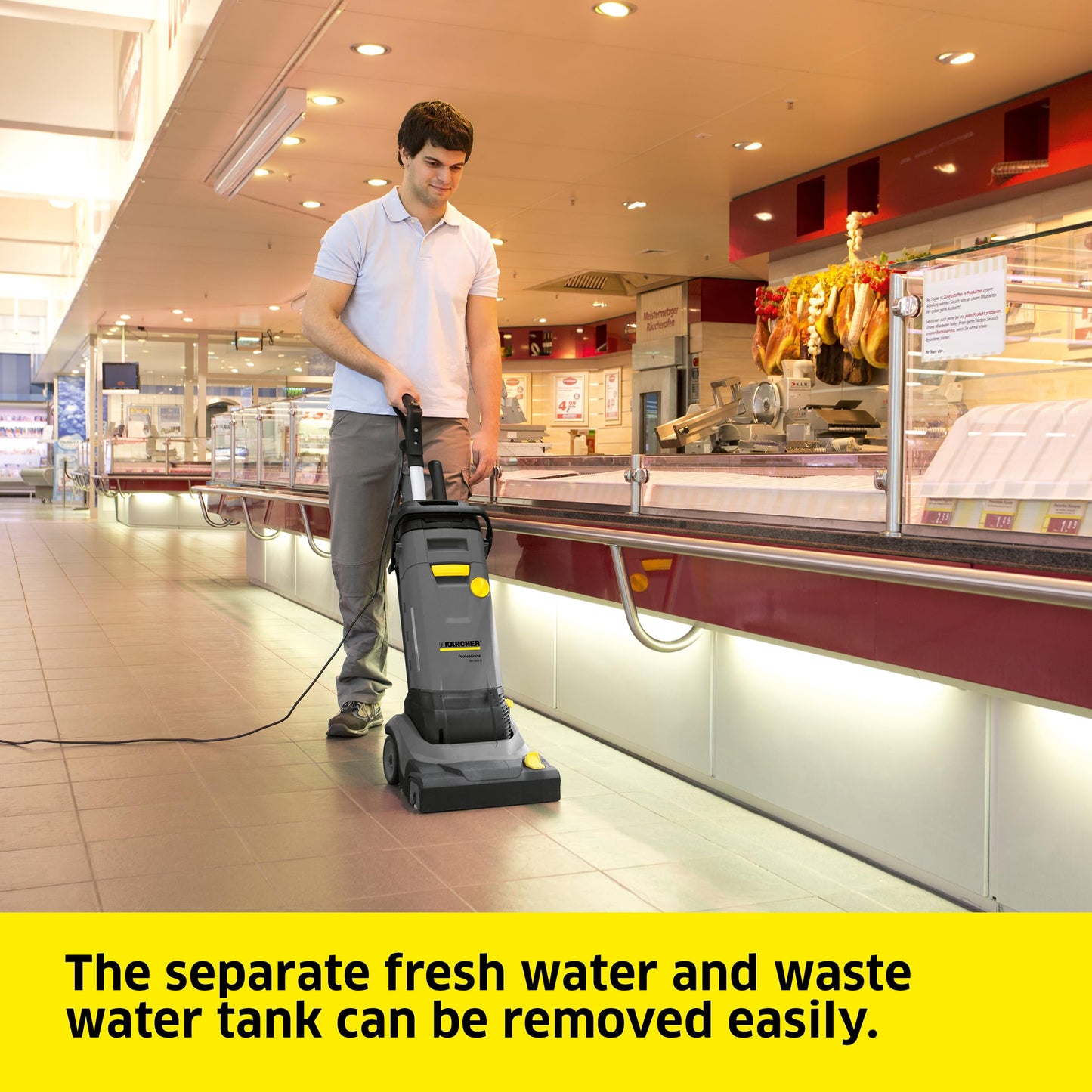 Karcher BR 30/4 C - Compact Walk Behind Floor Scrubber - Scrubs and Dries Hard Floors - High Speed Roller Brush