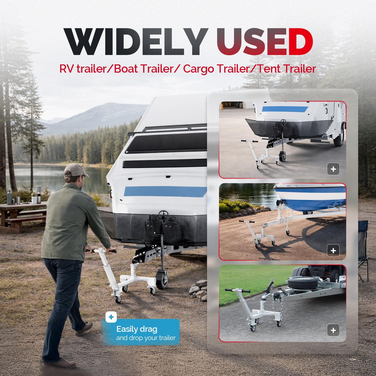 Trailer Dolly with 20,000 lbs Towing / 3,500 lbs Tongue Capacity Heavy-Duty Trailer Mover Compatible with RV, Boat, Camper, Flatbed & Enclosed Trailers Steel Powder Coated
