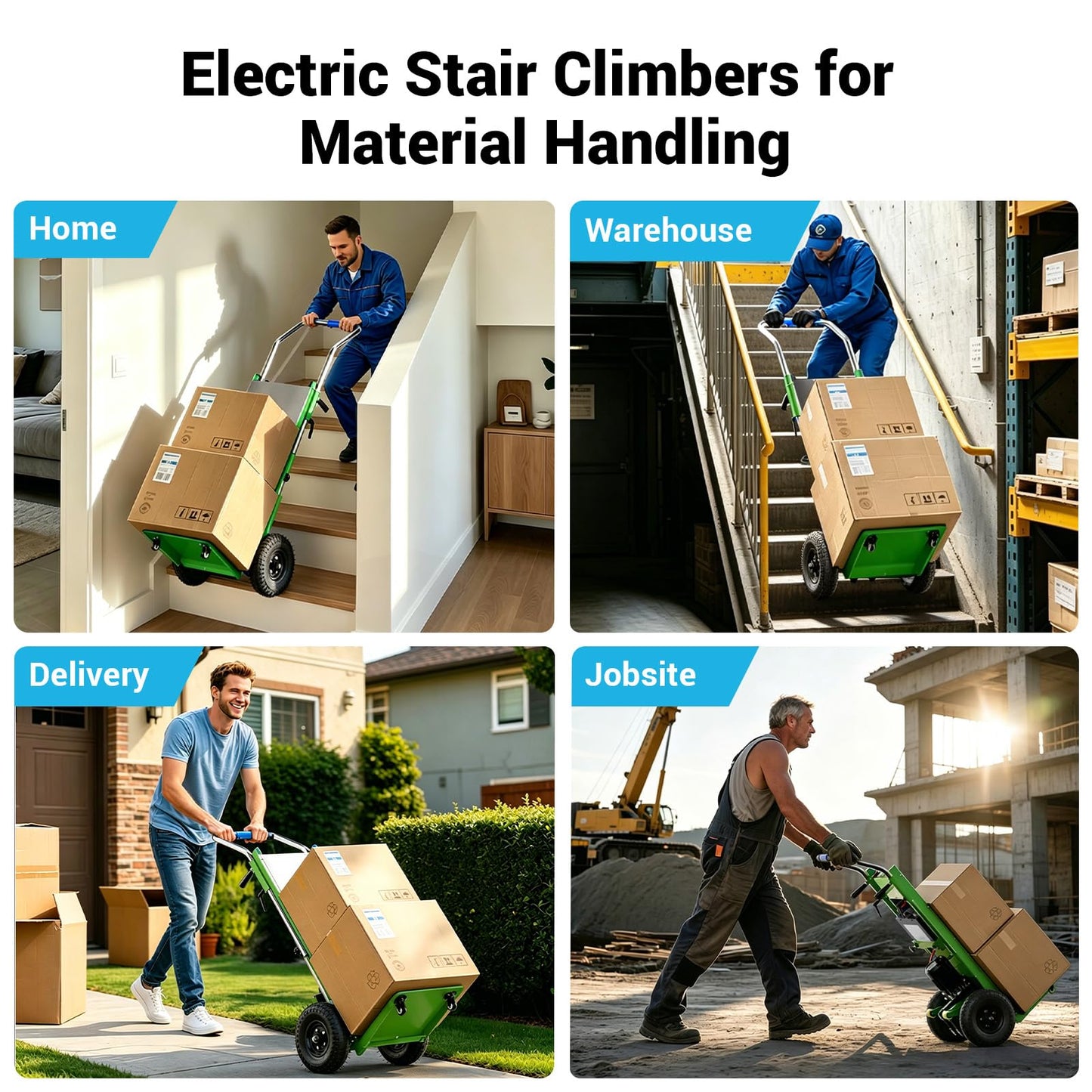 Electric Stair Climbing Dolly, Powered Hand Trucks 1300W Heavy Duty Stair Cart with Safety Rope for Furniture Logistics Warehouse