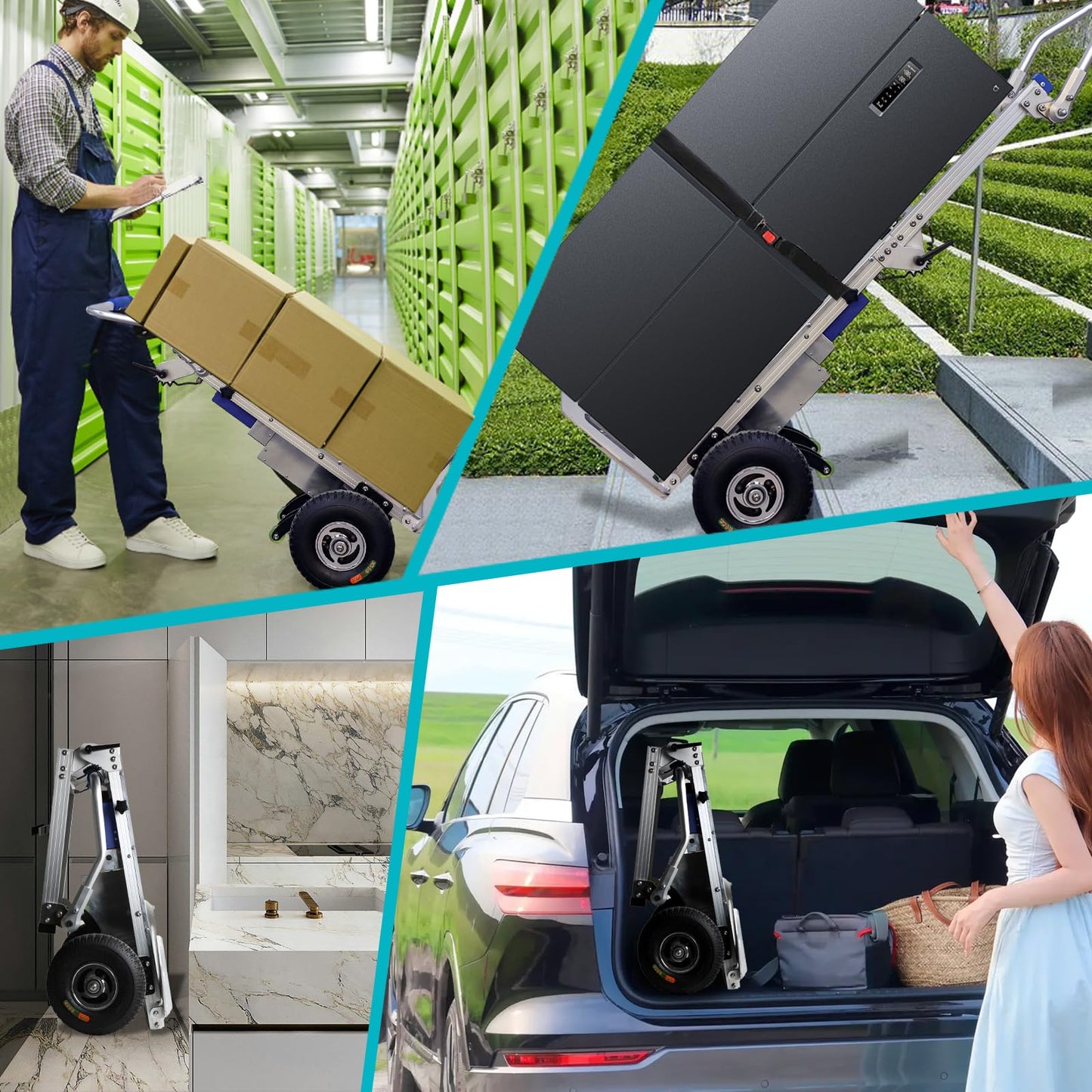 HITUGU 440lbs Electric Stair Climbing Hand Trucks Dolly Cart, 400W Aluminum Heavy Duty Stair Climbing Cart Powered Stair Cli