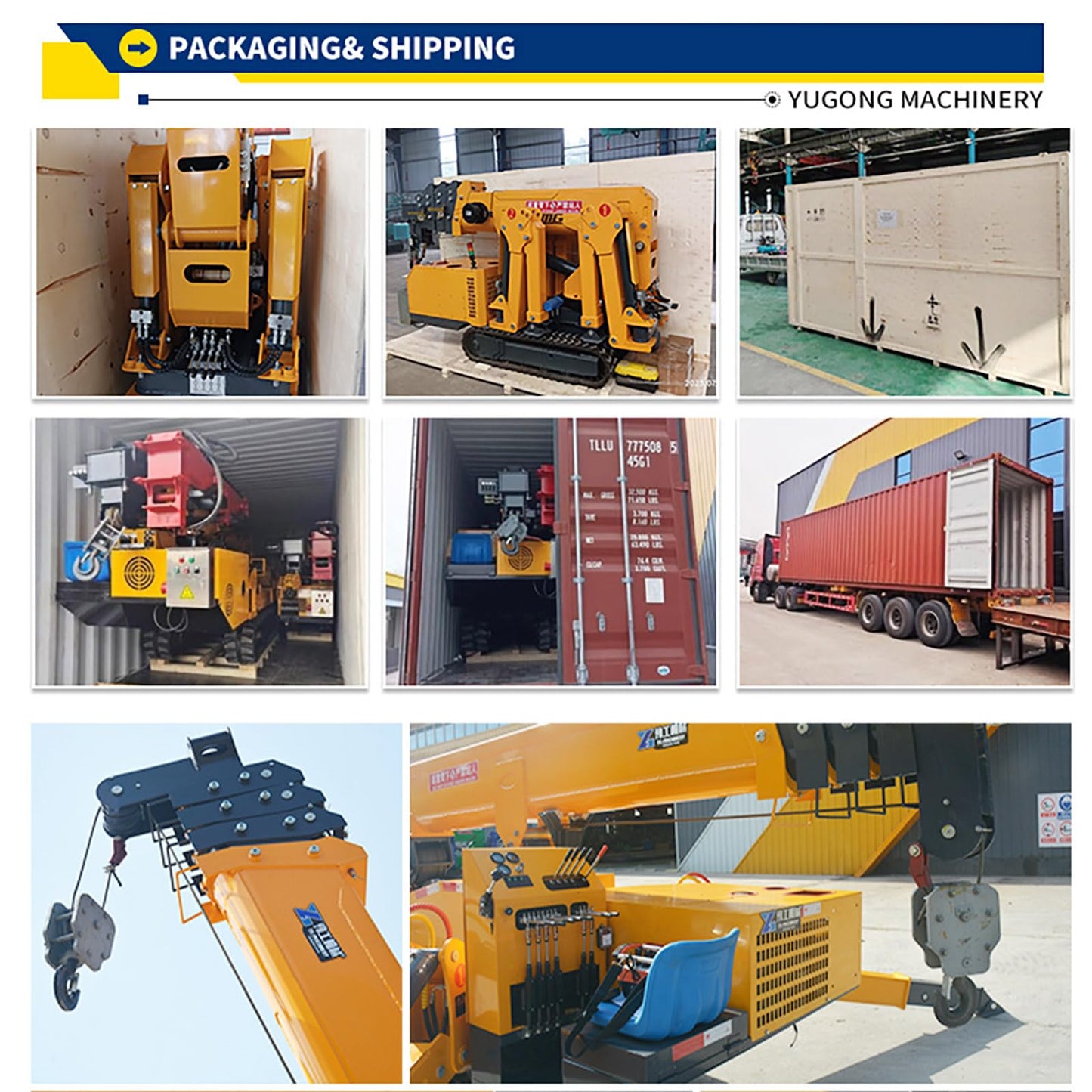 5 Ton Hydraulic Crawler Crane Telescopic Boom Tracked Chassis Outriggers Rotating Hoisting Equipment Remote-Controlled Heavy Duty Mobile Portable Items Handler Options with Lift Basket Glass Grapple