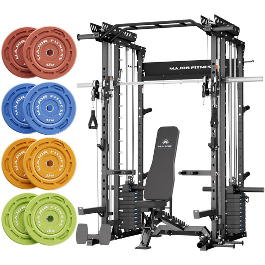 Major Fitness Drone MAX V Smith Machine with Weight Stacks, All-in-One Home Gym Squat Rack--2500LB Capacity, Dual LAT Pull-Down Systems & Cable Crossover Machine, Heavy-Duty Full-Body Workout Machine