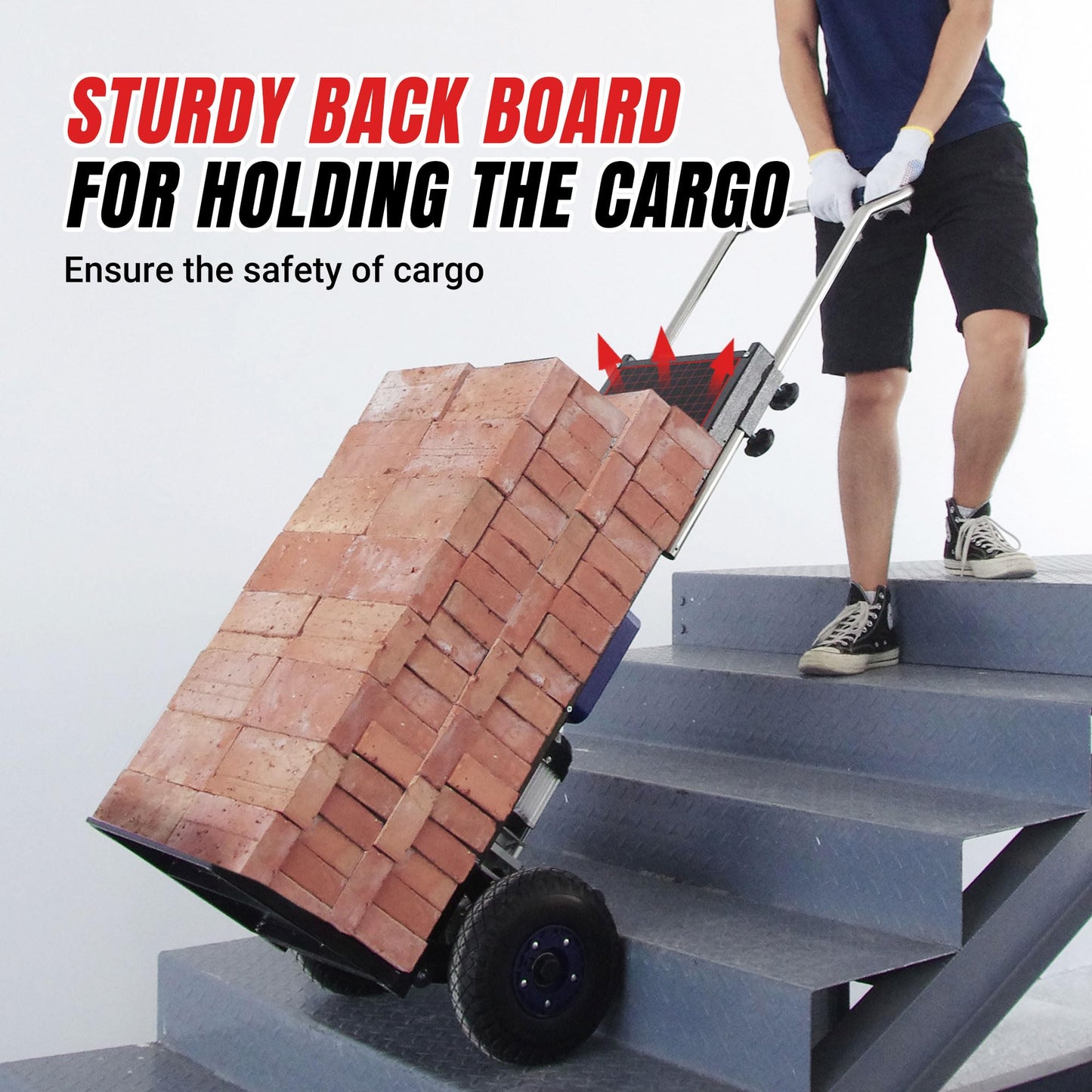 XSTO ZW4250 Electric Dolly Stair Climbing Cart, 1500W Powered Stair Climber Hand Truck Trolly, 550lbs Load Capacity Motorized Stair Climbing Dolly for Moving Heavy Cargoes on Stairs