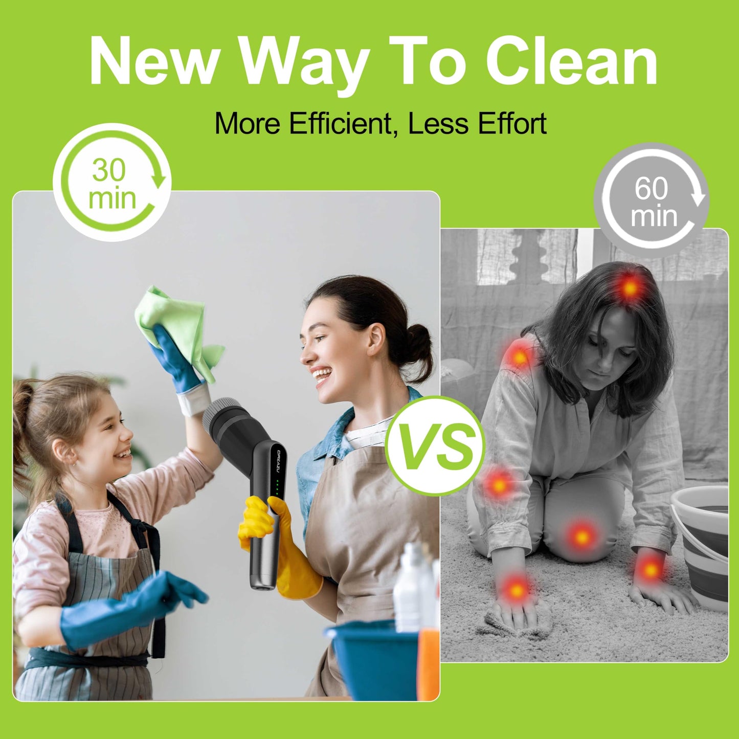 Dreazu G2-Pro Electric Spin Scrubber - Upgraded 10-in-1 Scrubber Brush Electric, Retractable Handle & 2-Speed for Bathroom, Bathtub, Kitchen, Tile Floors(Gray Brush Head