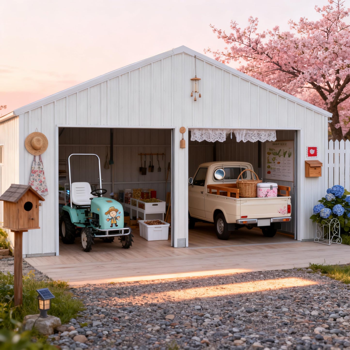22FT x 23 FT Double Garage Steel Barn Shed – Cream Heavy Duty Metal Garage Storage Shed - The Customer Must Have unloading Capabilities, Such as a Forklift or Crane