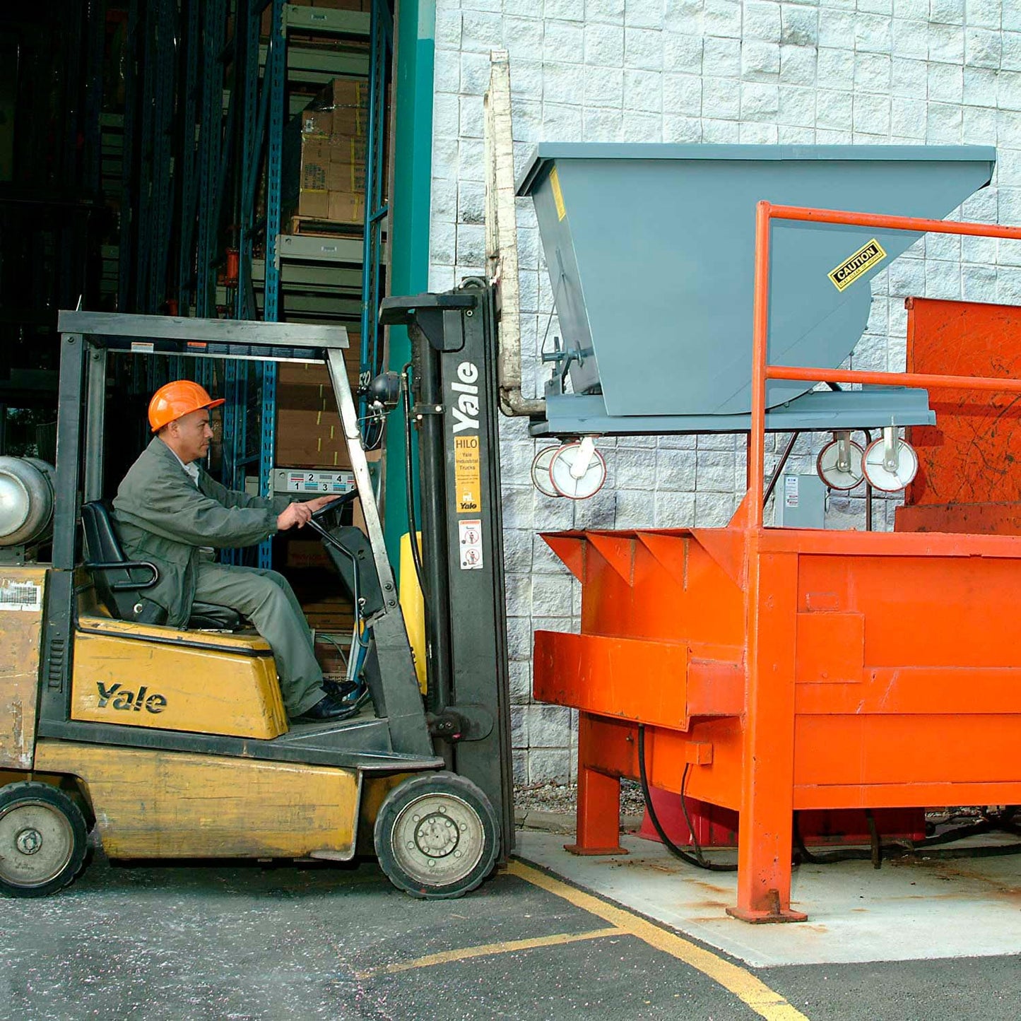 1/2 Cu Yard Heavy-Duty Self-Dumping Hoppers - 52-1/2"Wx37-3/4"Dx32-1/2"H - Gray