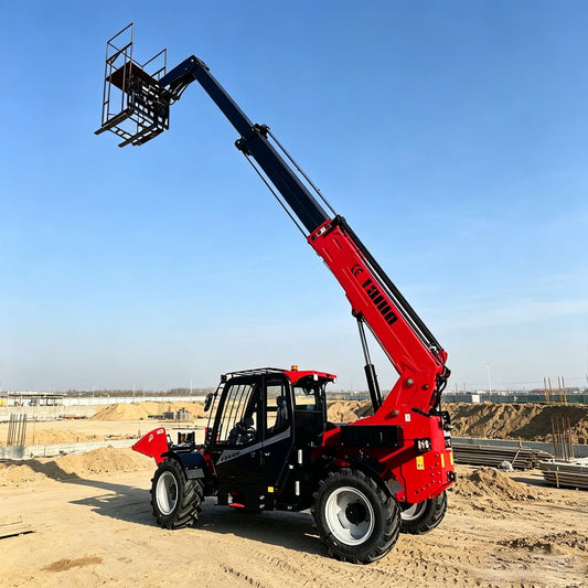 Multi-Purpose Telescopic Forklift – 4WD Telehandler with Forks, Bucket & Crane Jib Attachments for Agriculture, Construction, Mining & Industrial Material Handling