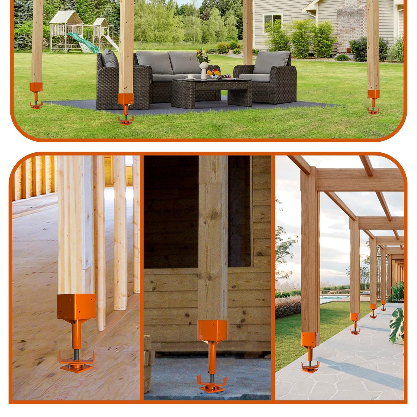6x6 (Actual 5.5"x5.5") Screw Jack, Adjustable House Floor Jacks for Leveling, 15.75"-21.75" Height Range, Heavy Duty Jack Post Basement Shore Beams Screw Jacks, 30000 lbs Max Load Capacity，1 Pack