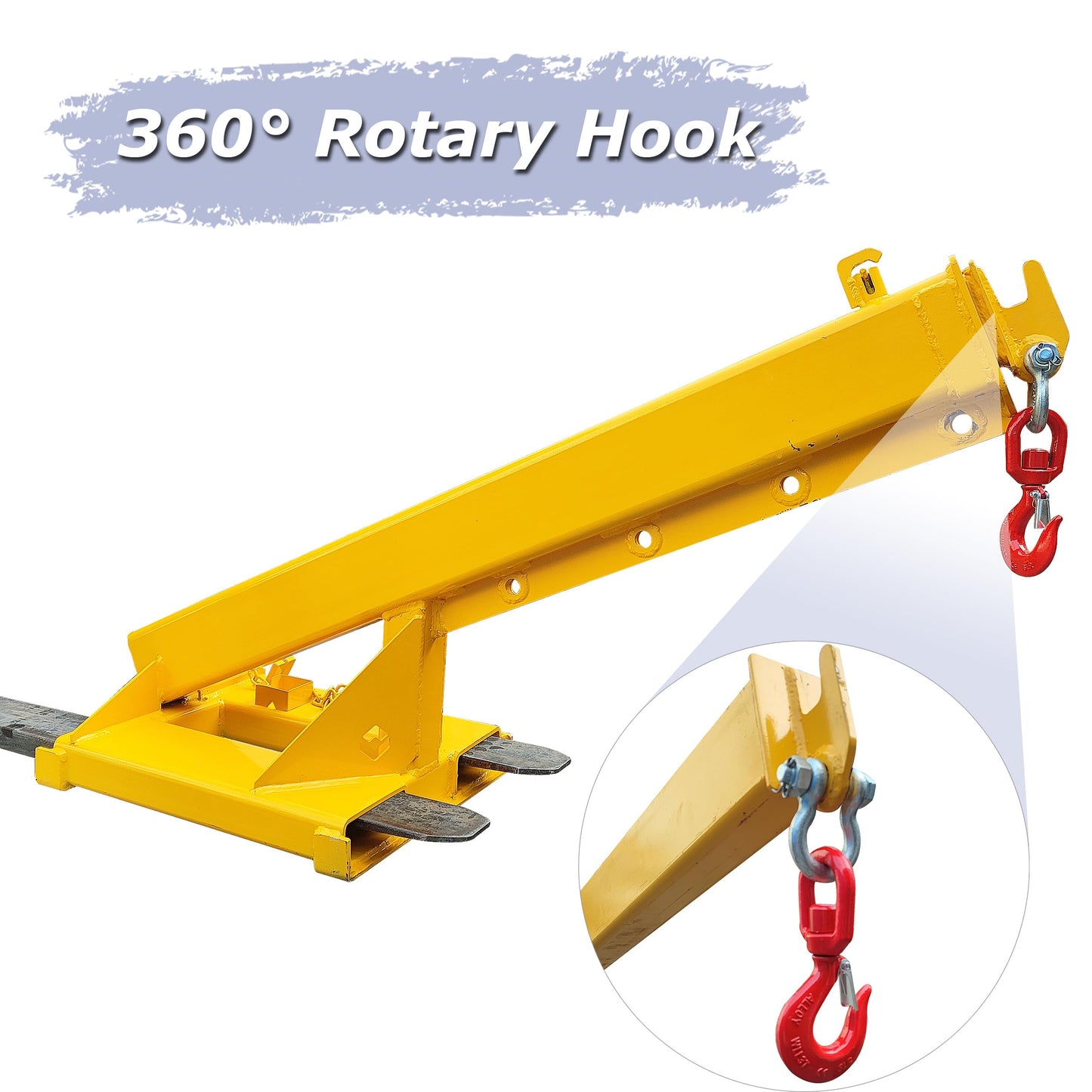Adjustable Forklift Jib Boom Crane, 6600LB/3T Forklift Mobile Crane, Forklift Crane Attachment with Truss Hoist Jib Boom Hook, 63-98 in Forklift Telescopic Arm