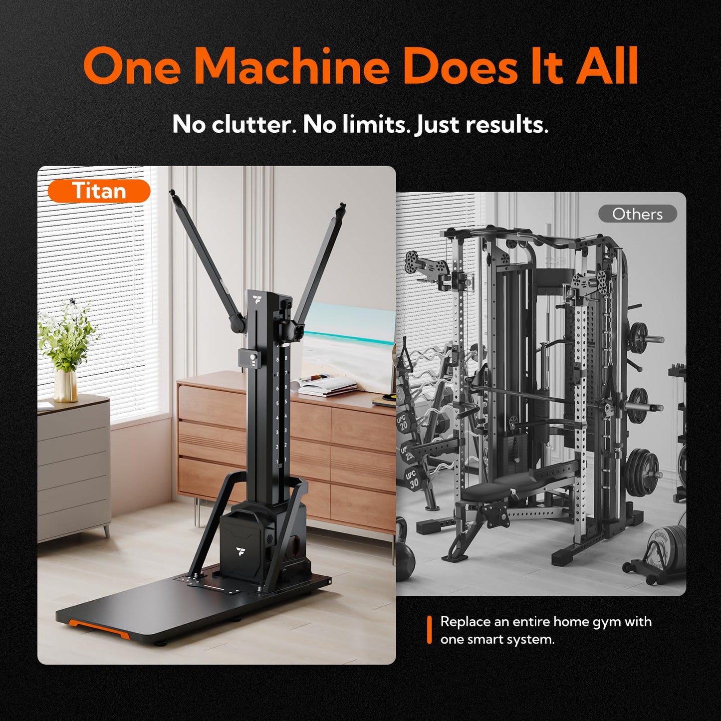 FITTRANSFORMER Titan Smart Home Gym, All-in-One Strength Training and Ski Machine, Digital Weight System for Full Body Workout, Functional Gym Machine, Squat Rack & Ski Machine