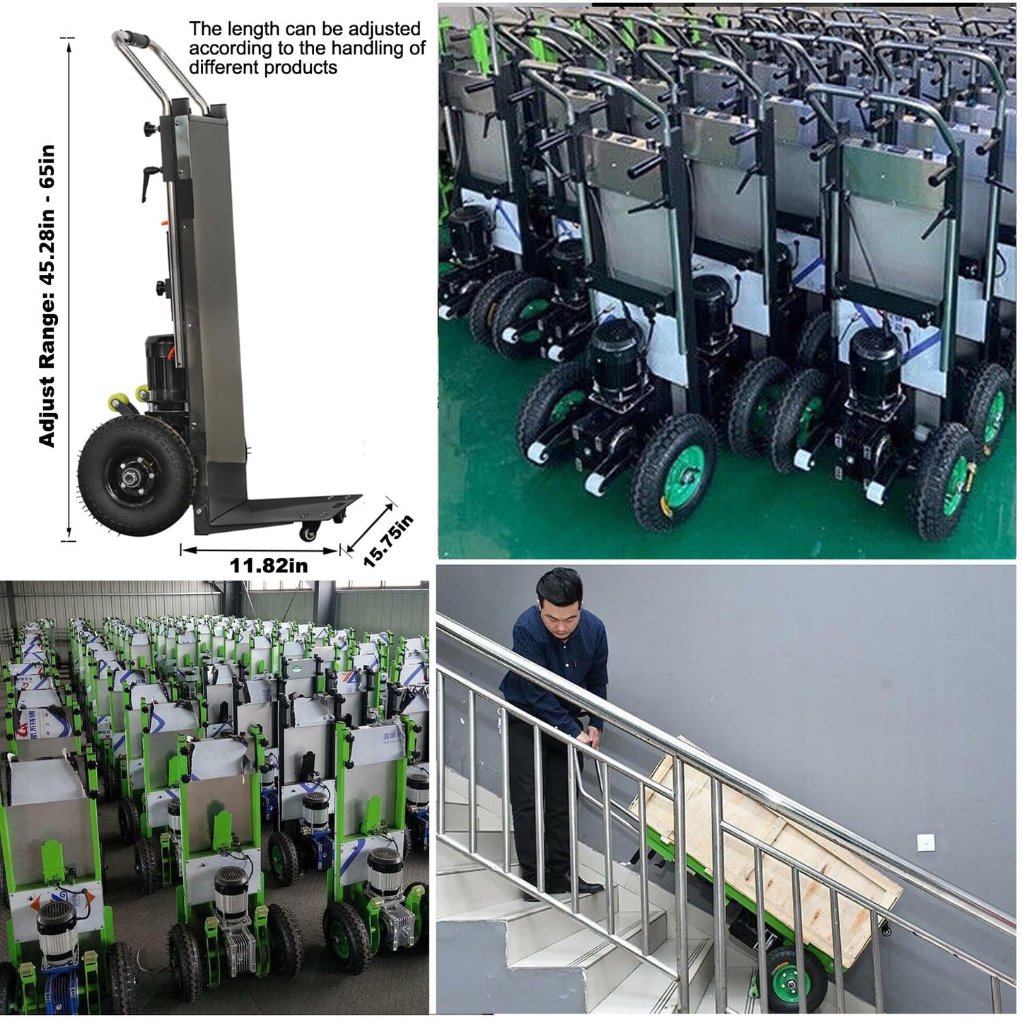 ROOMEDAL 880lbs Electric Stair Climbing Hand Trucks Cart, 1200W Motor Power Stair Climber Dolly Trolley Battery Powered for Moving Heavy Objects Furniture Family Removal Warehouse