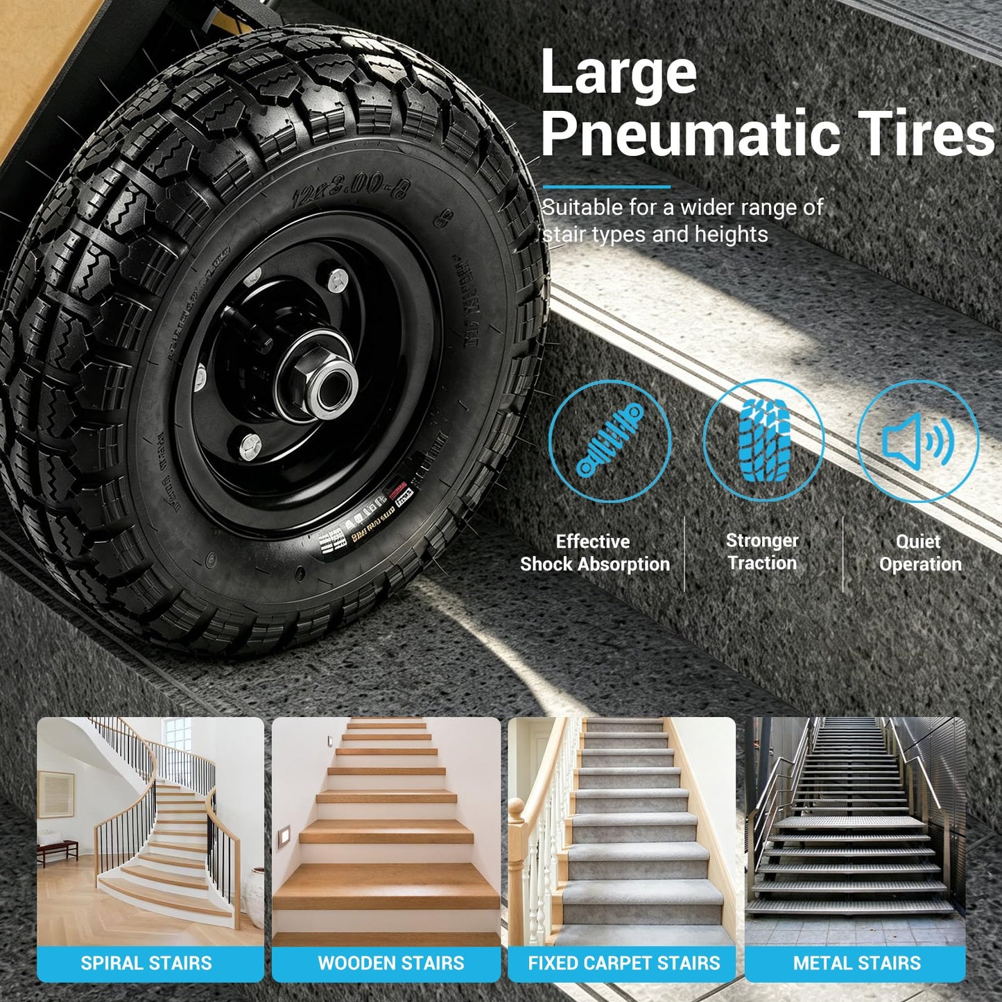 Electric Stair Climbing Dolly, Powered Hand Trucks 1300W Heavy Duty Stair Cart with Safety Rope for Furniture Logistics Warehouse