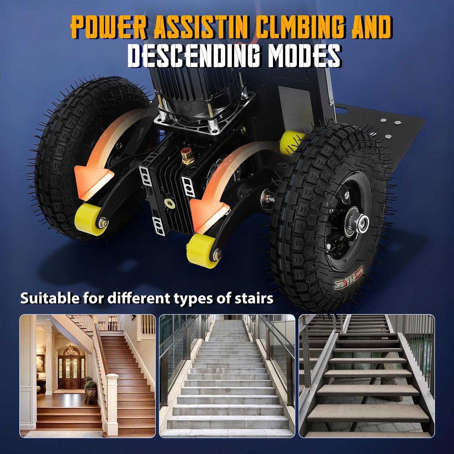 Electric Dolly for Climbing Stairs - 881LBS Capacity, Foldable Motorized Stair Climbing Hand Trucks with Lithium Battery & 2 Safety Ropes, Heavy Duty Stair Climber for Moving Furniture, Fridge & Loads