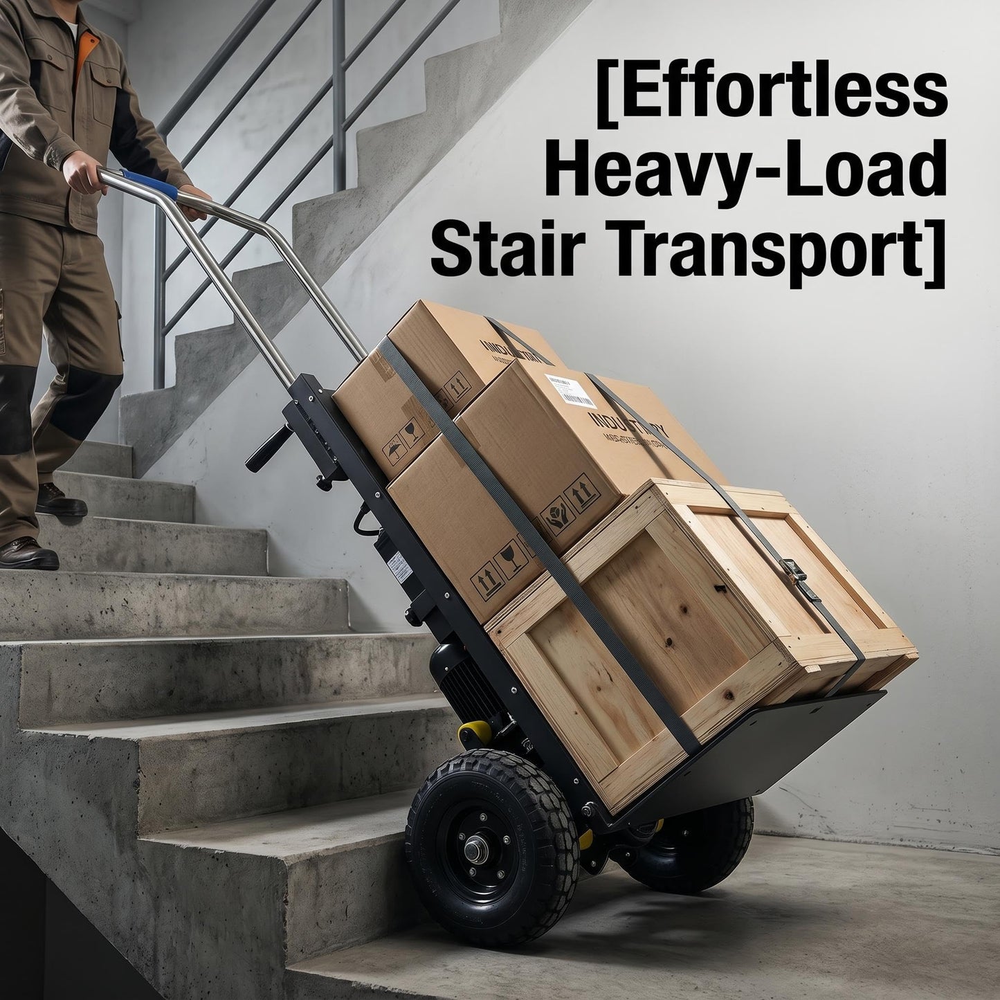 Heavy-Duty Electric Stair Climbing Cart, Electric Stair Climbing Machine for Construction, Large Load Capacity Electric Stair Climbing Cart with 48V Lithium Battery