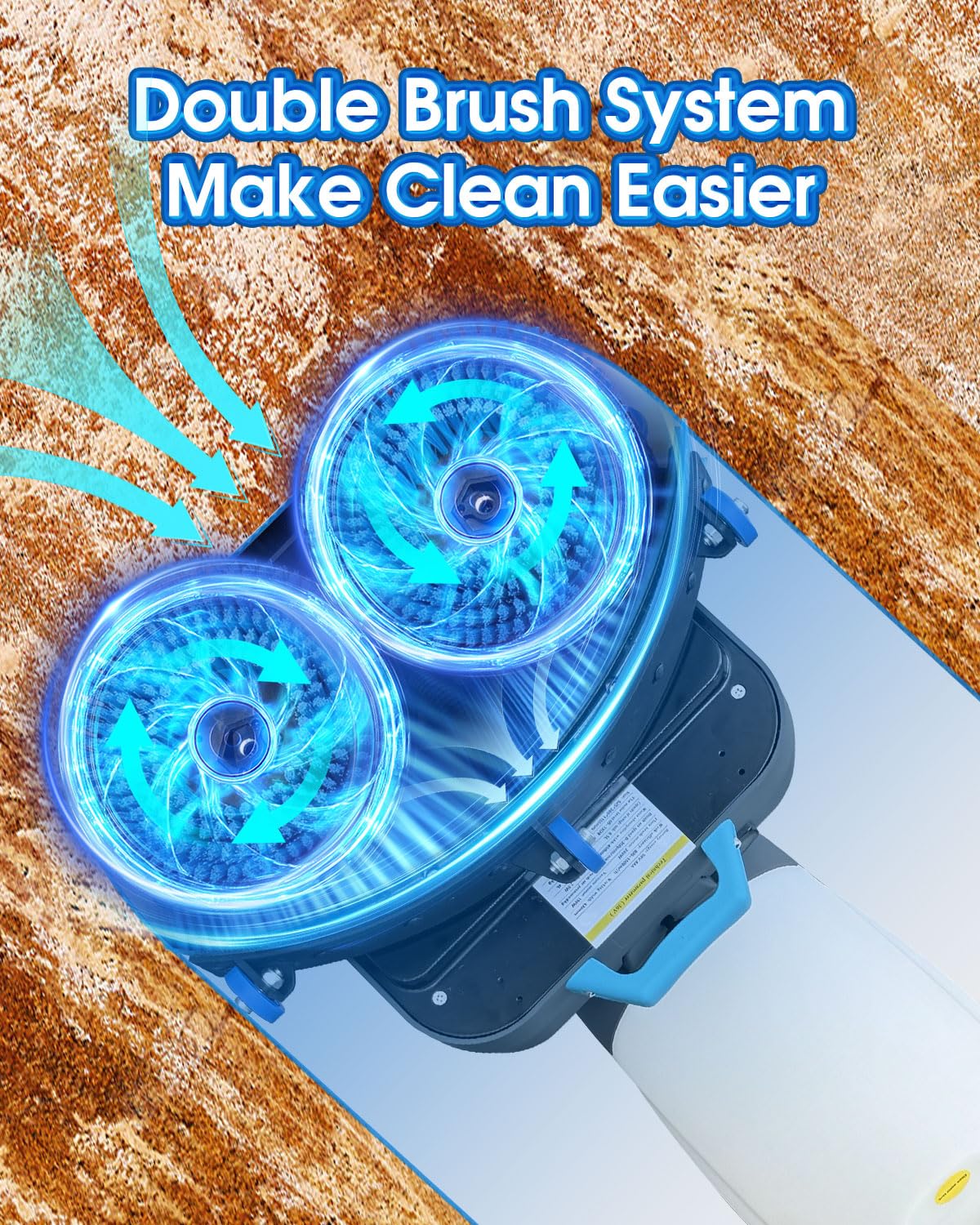 Hantinstom 17" Commercial Floor Scrubber Machine with Double Brush Disc Battery-Powered Multi-Functional Floor Buffer Machine 360°Rotation,10700 sqft,350 RPM Motor,1-Gal Tank