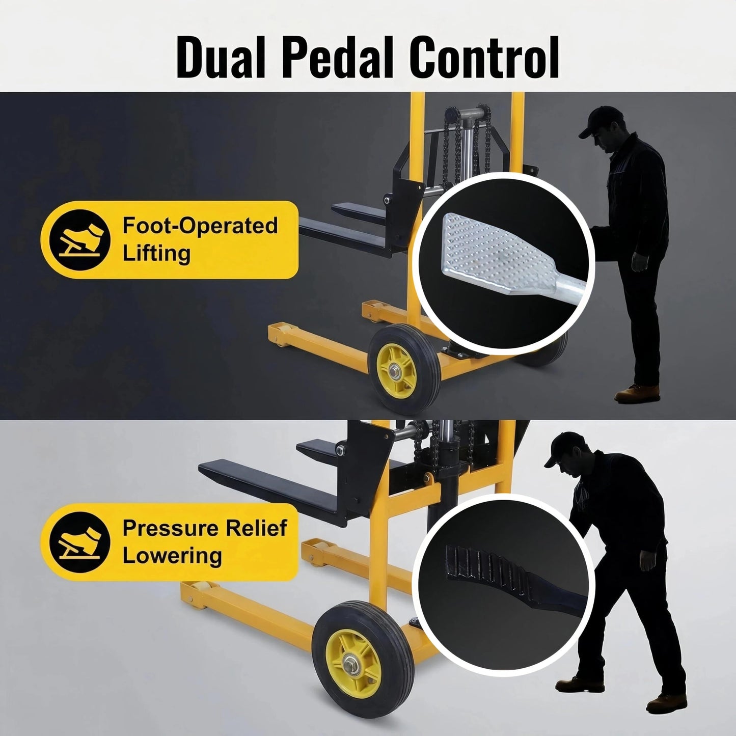 Manual Lift Handling Platform Walkie Stacker Truck - 0.9m Lift Height Light Duty Hand Forklift - Portable Straddle Pallet Jack & Material for Warehouse, Office and Shop Capacity 200kg